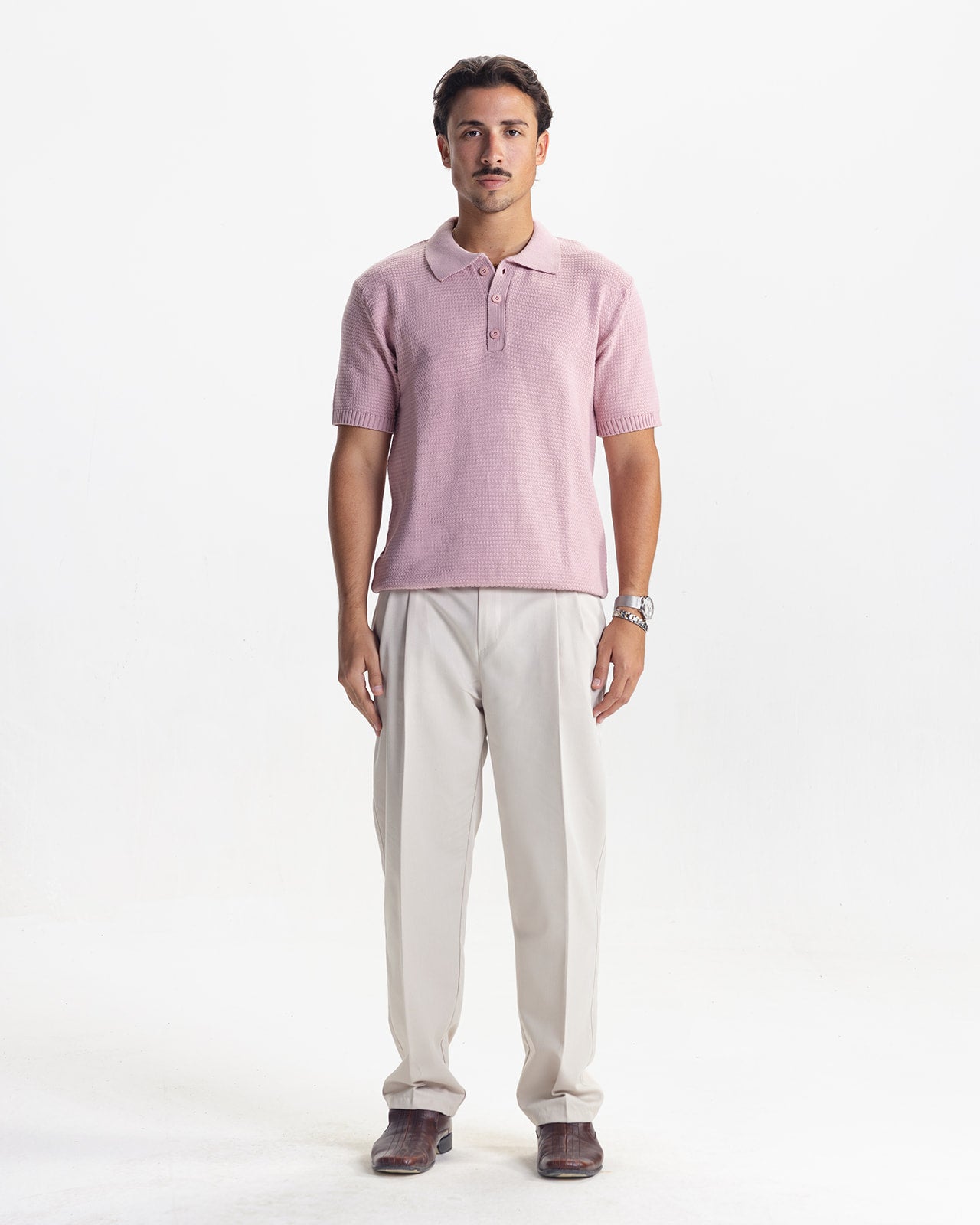 BELLAGIO KNIT POLO - ROSE