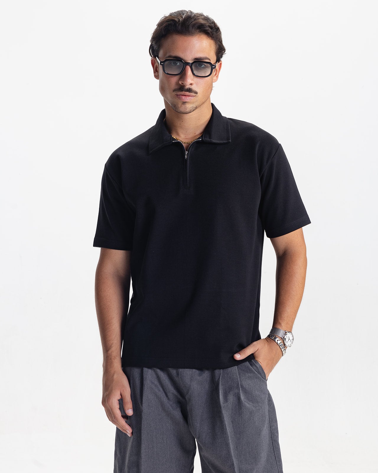 VALMONT ZIP POLO - BLACK