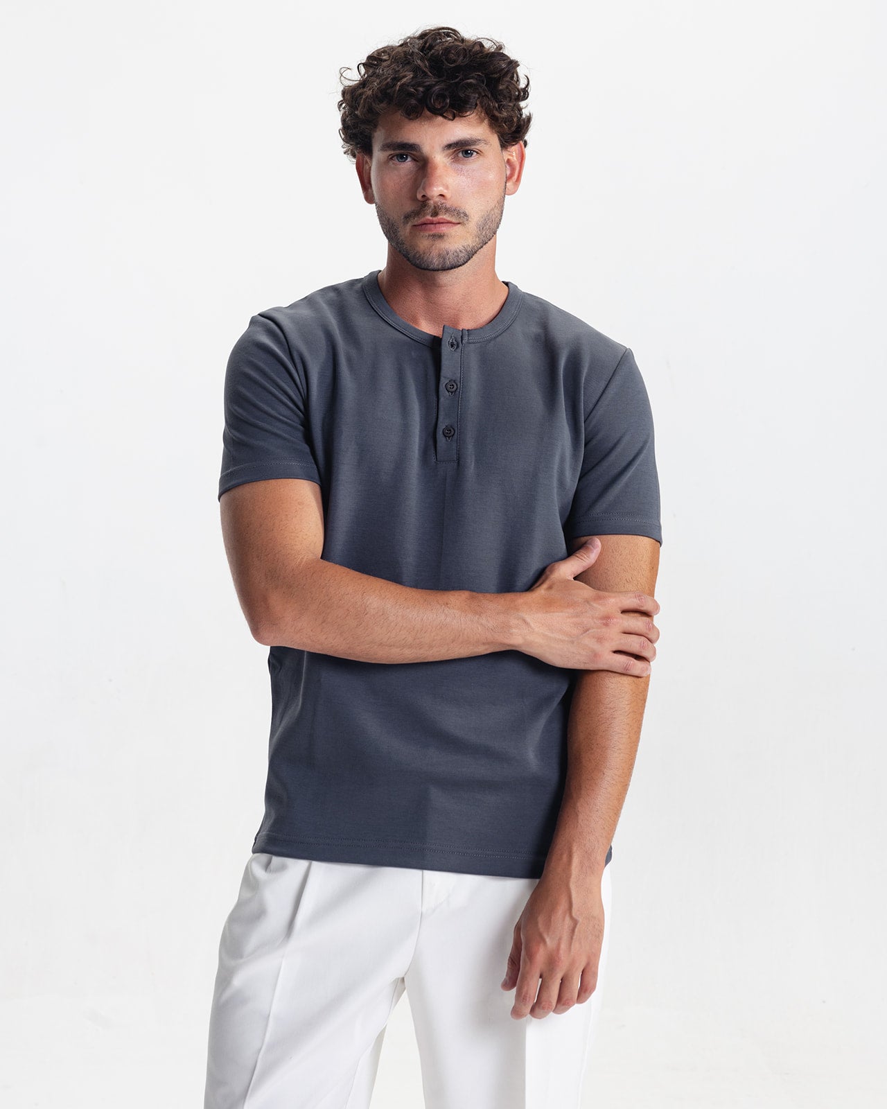 HENLEY TEE - GREY