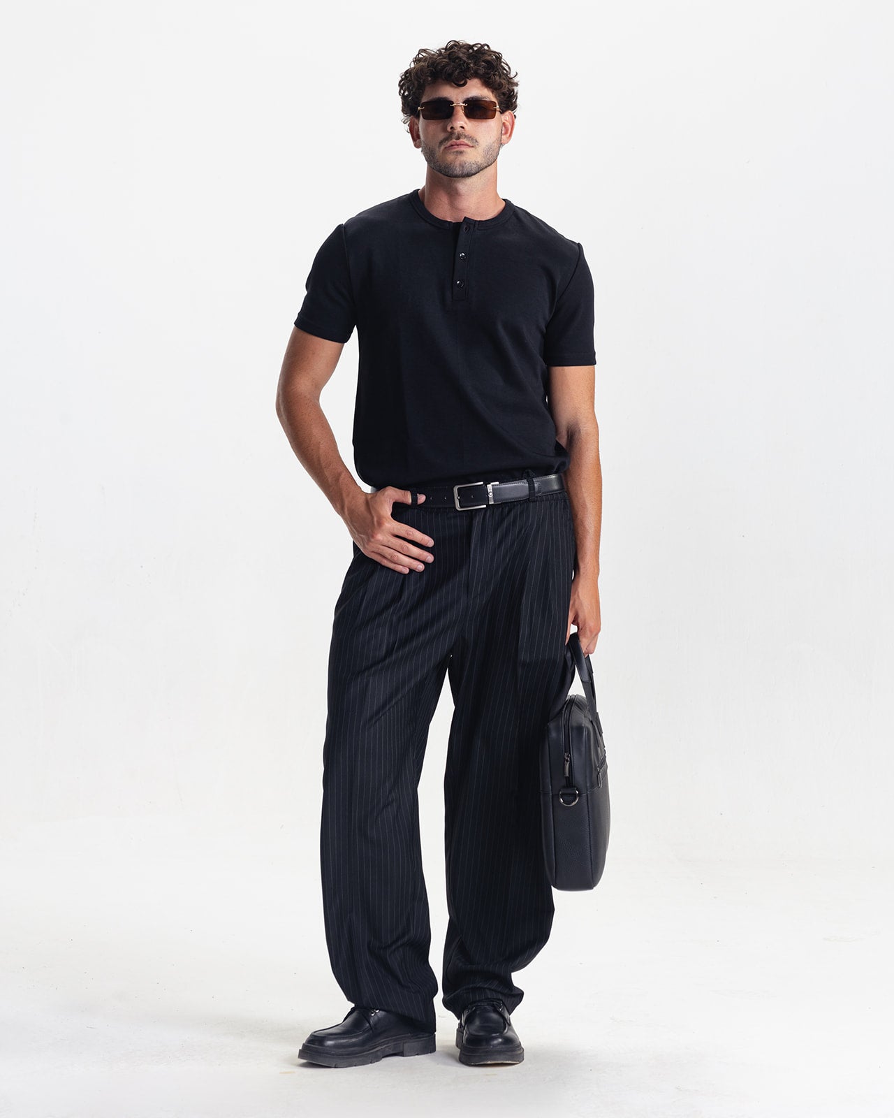 HENLEY TEE -BLACK