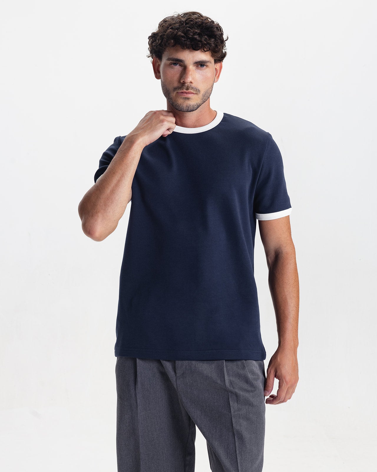 RINGER TEE - NAVY