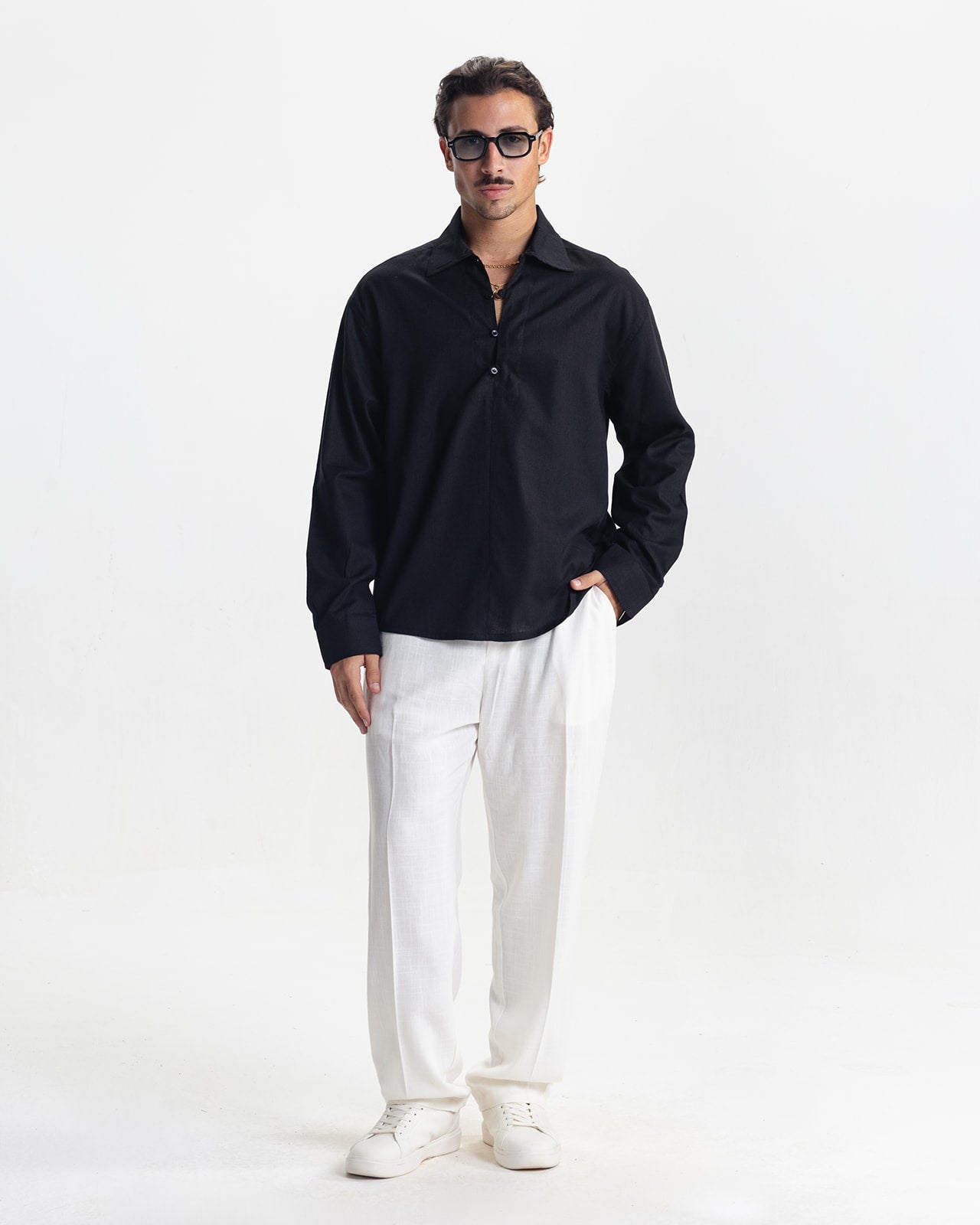 KINGSLEY LINEN SHIRT - BLACK