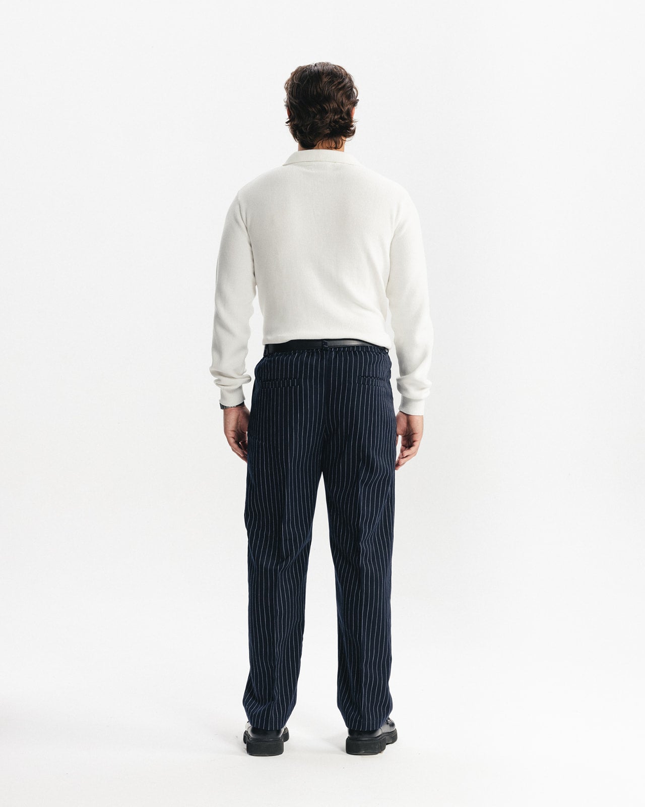 TAILORED PANTS - NAVY PINSTRIPE