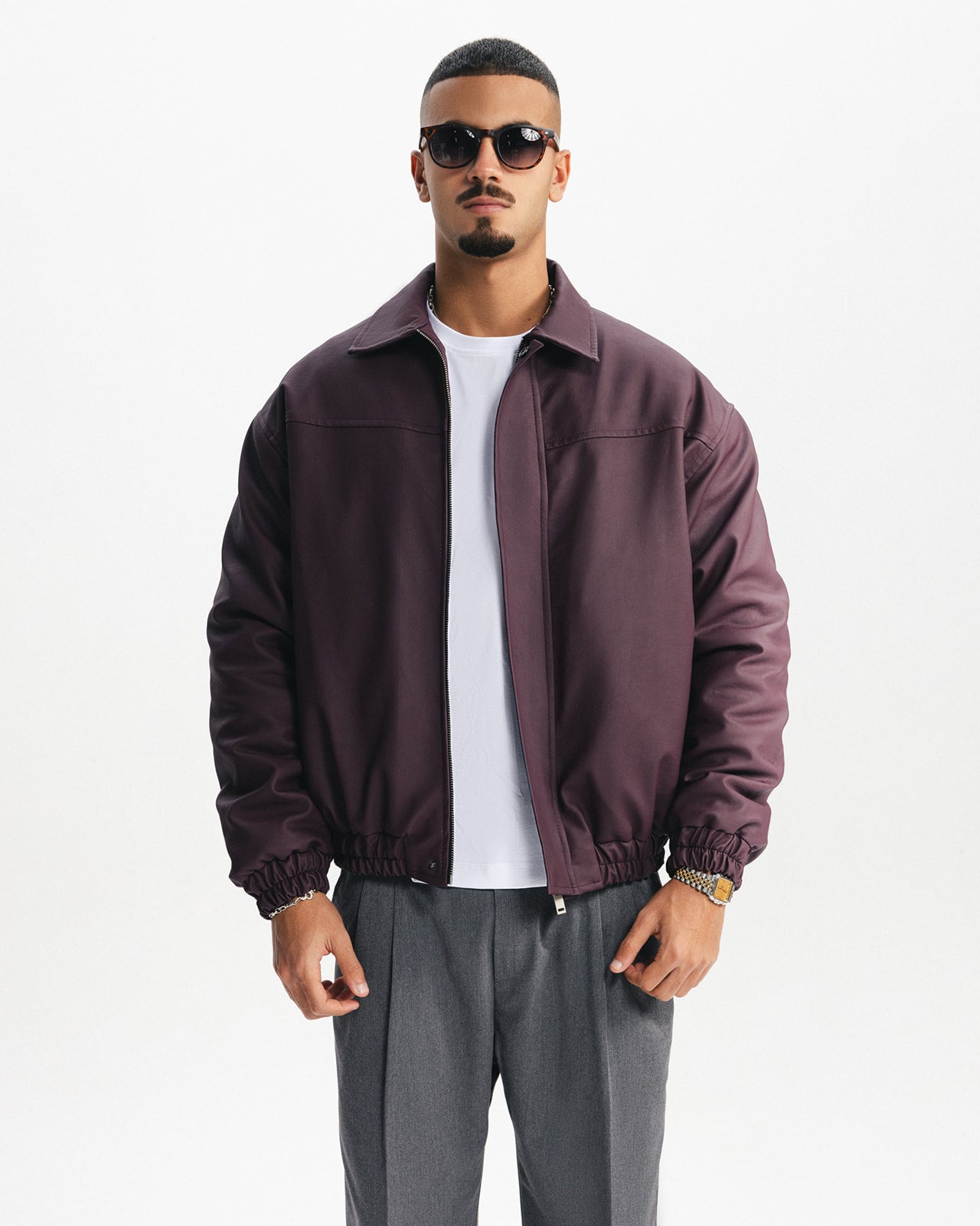THE ESTATE LEATHER JACKET - BURGUNDY