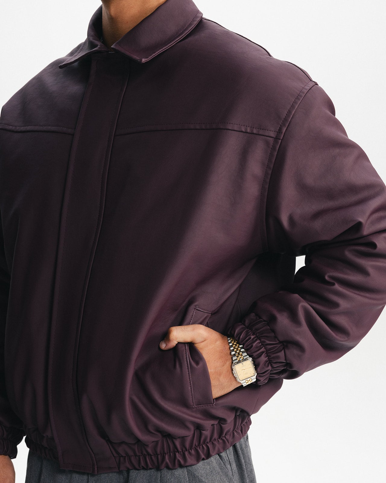THE ESTATE LEATHER JACKET - BURGUNDY