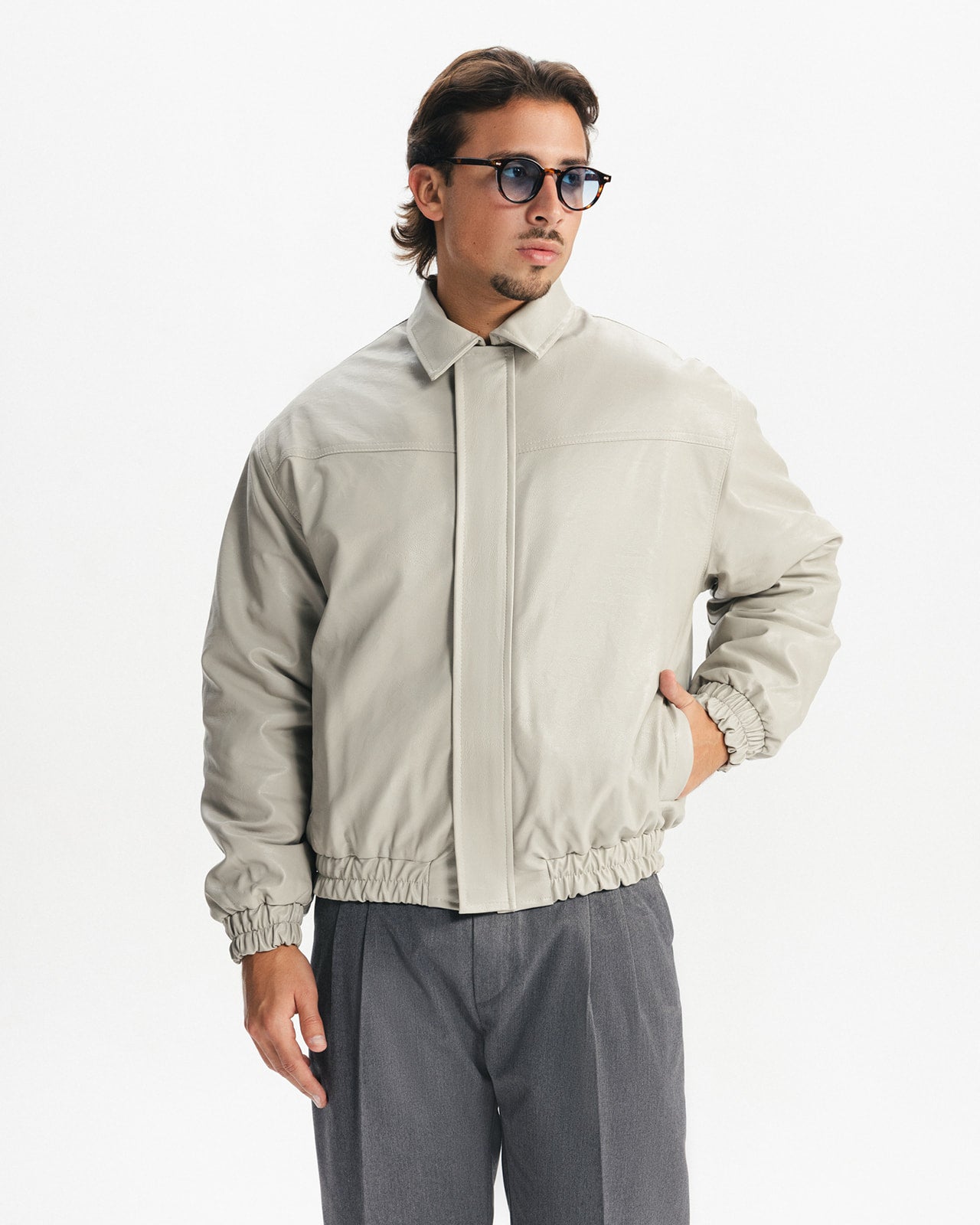 THE ESTATE LEATHER JACKET - BEIGE