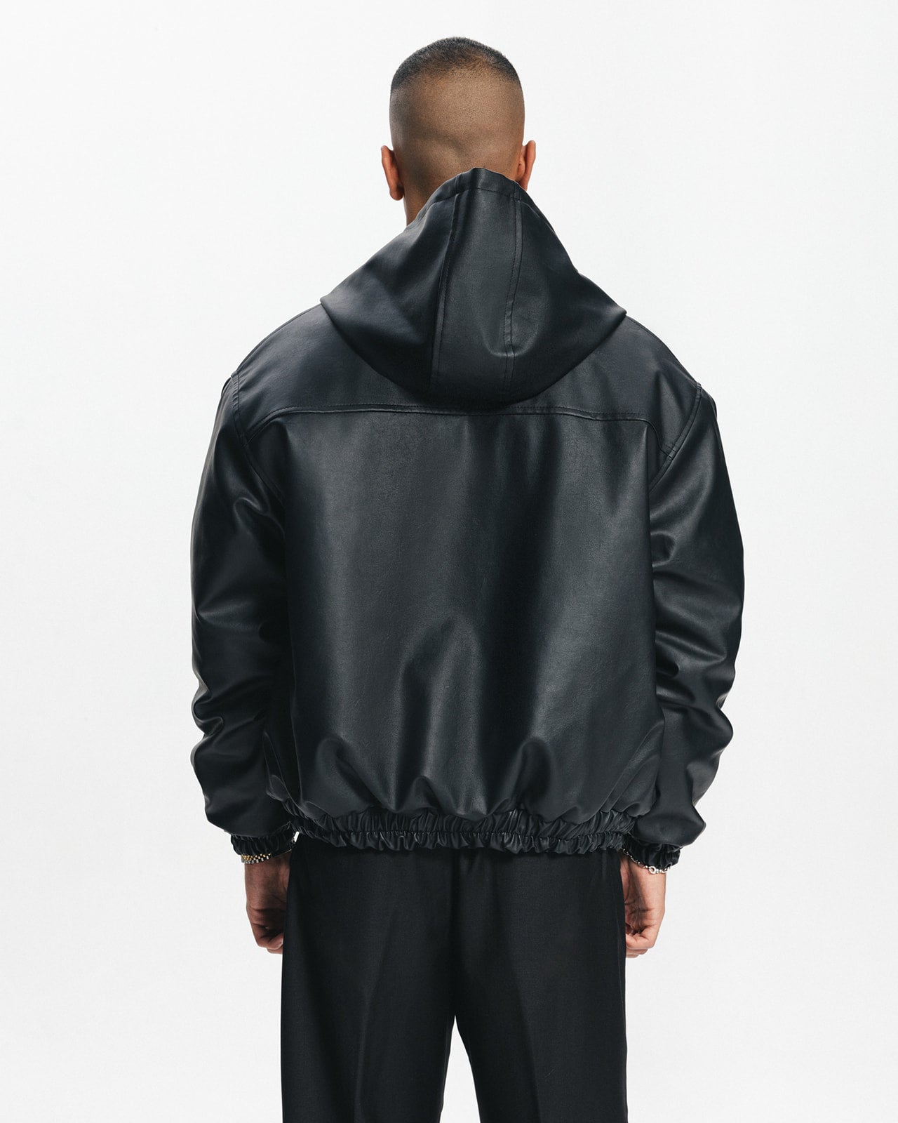 THE GRAND HOODED LEATHER JACKET - BLACK