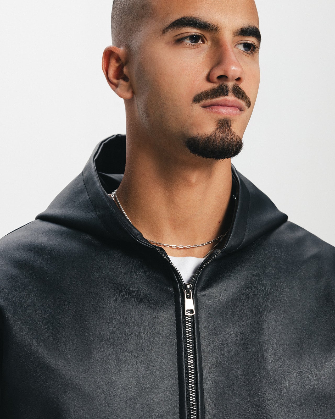 THE GRAND HOODED LEATHER JACKET - BLACK