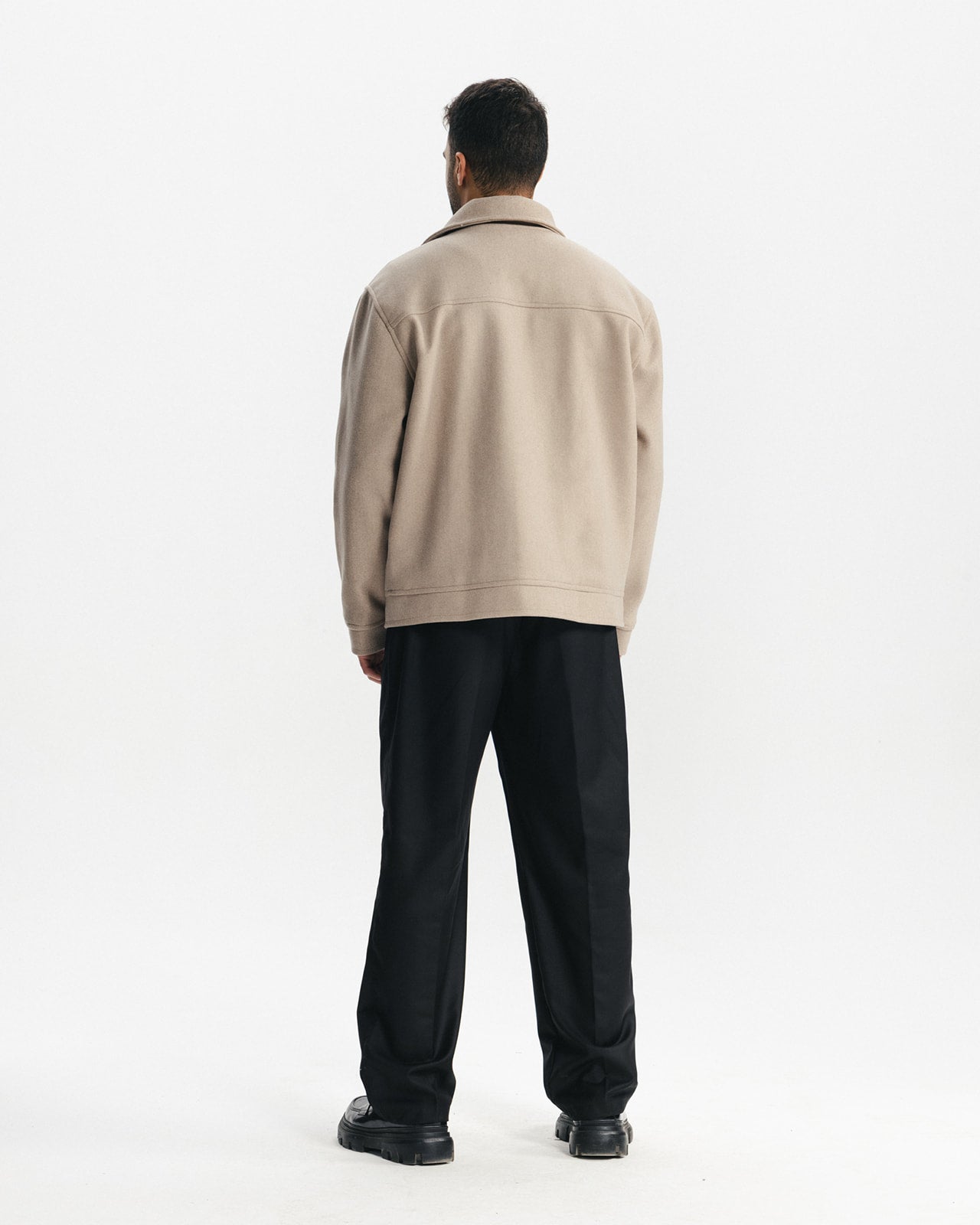 BRUSHED WOOL BUTTONED JACKET - TAUPE BEIGE