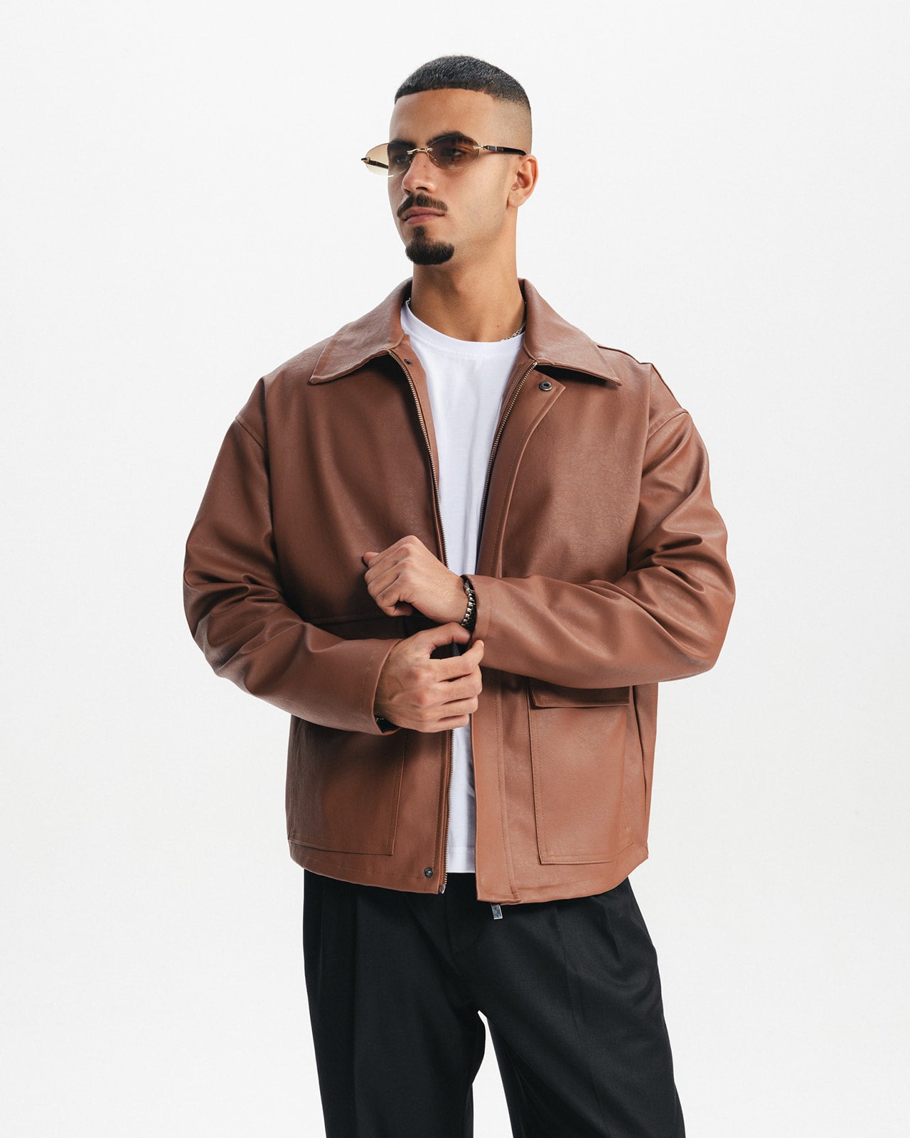 THE LAZARO LEATHER JACKET - WARM BROWN