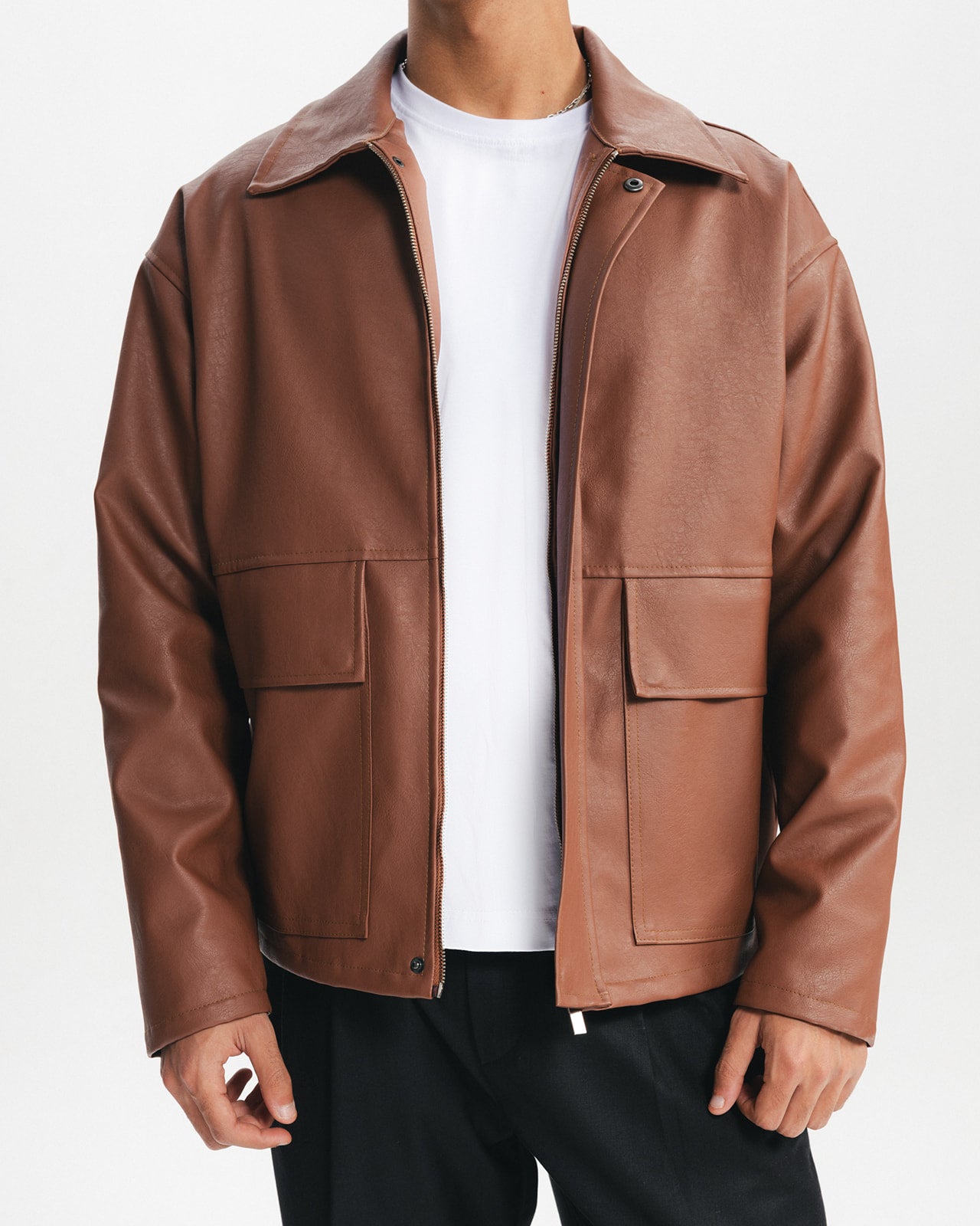 THE LAZARO LEATHER JACKET - WARM BROWN