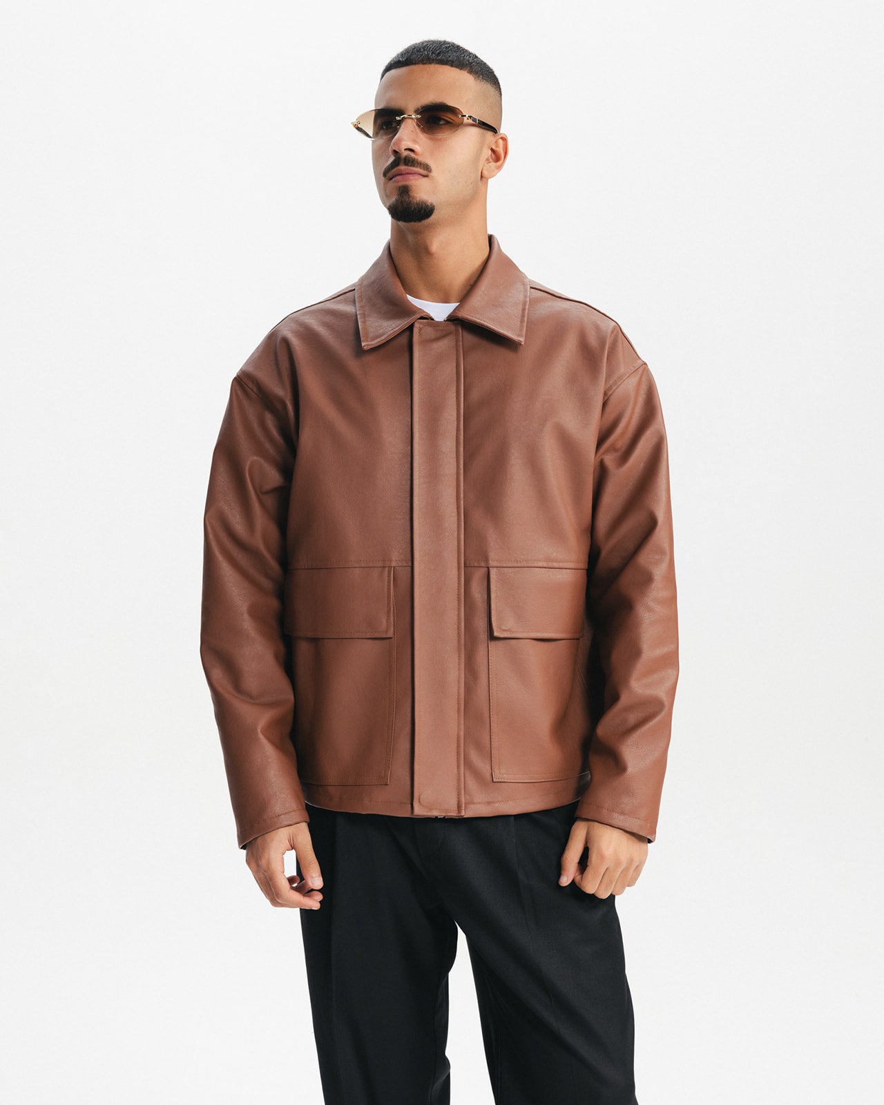 THE LAZARO LEATHER JACKET - WARM BROWN