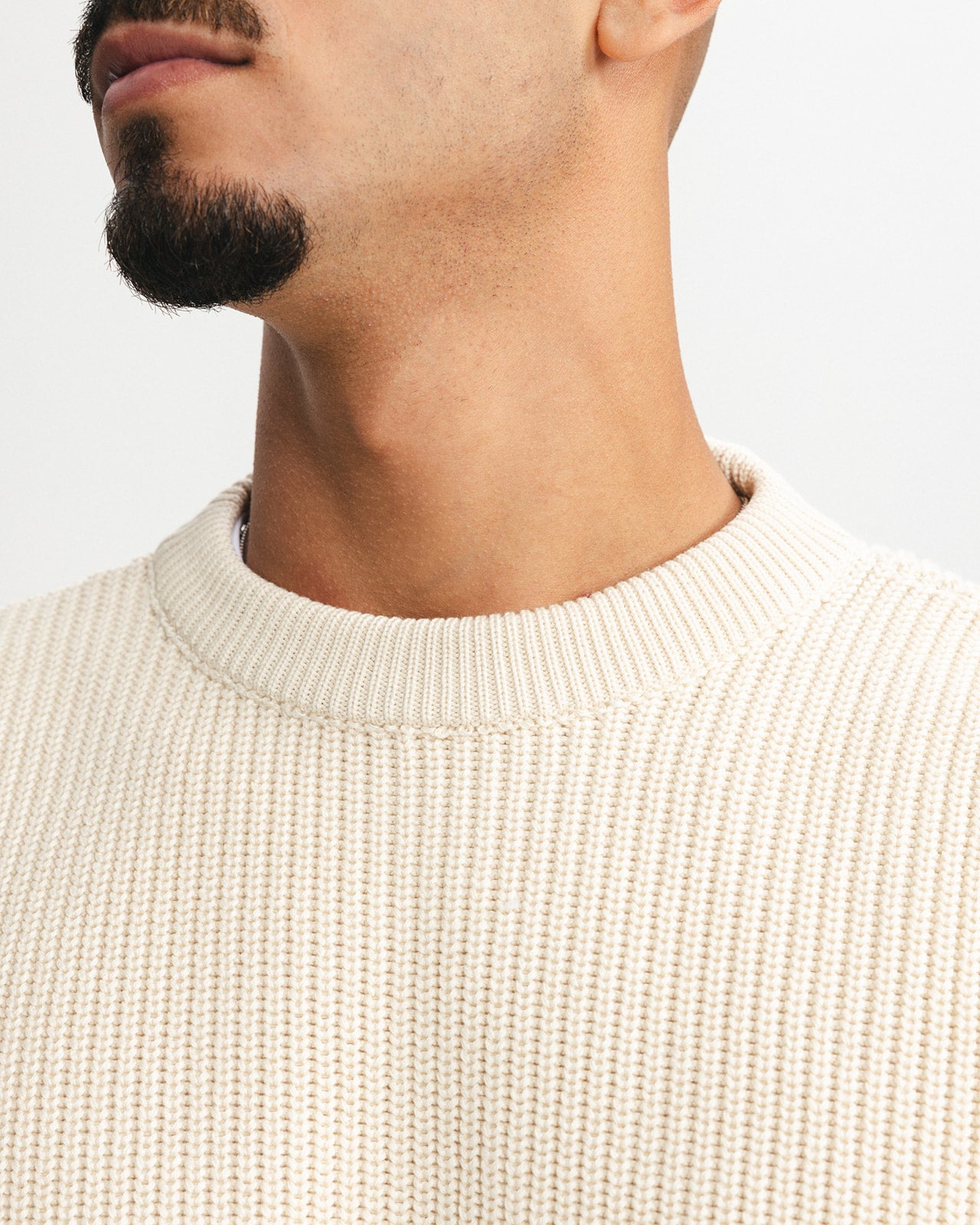 PURL KNIT CREWNECK - BEIGE