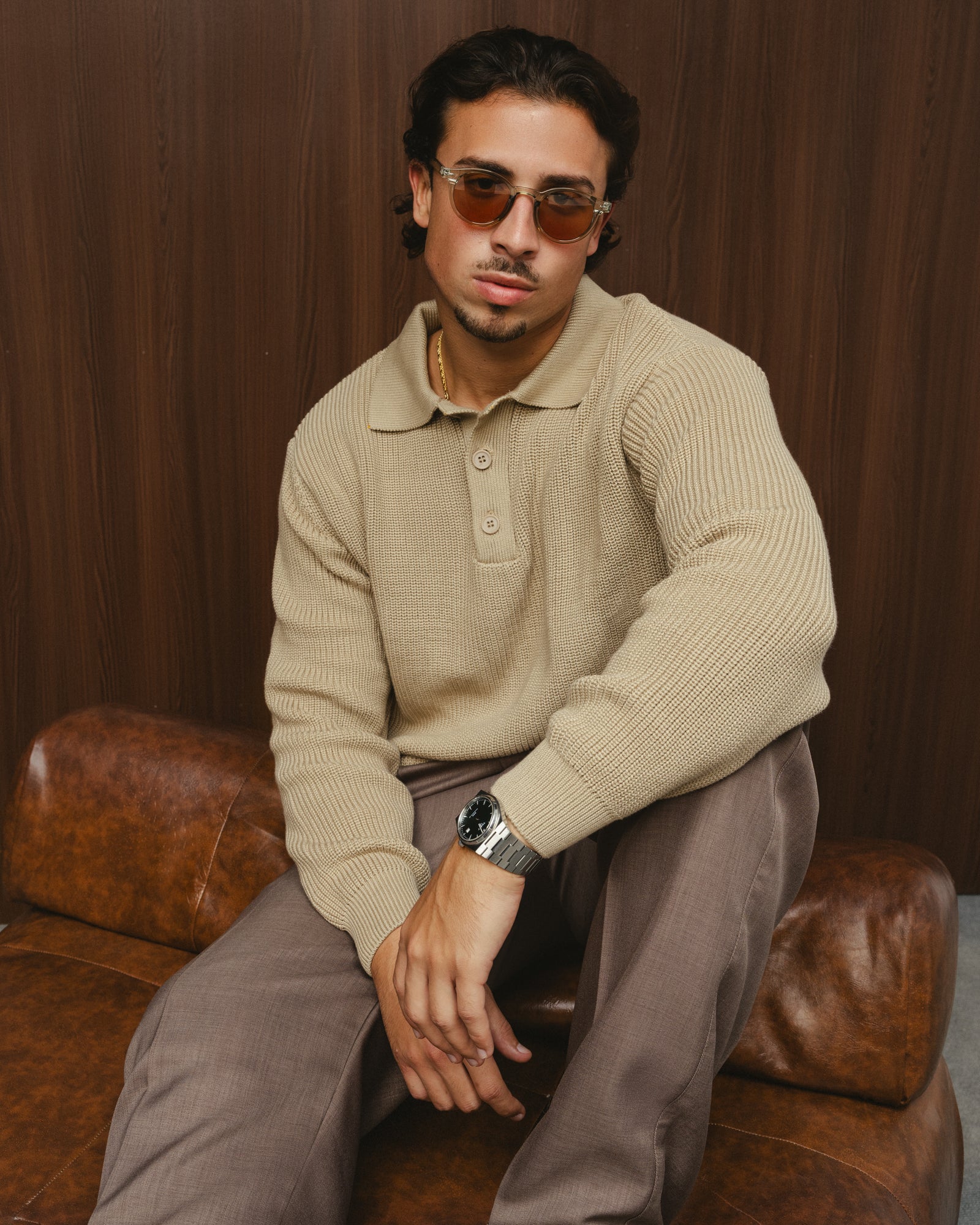 BELLAGIO KNITTED POLO - BEIGE
