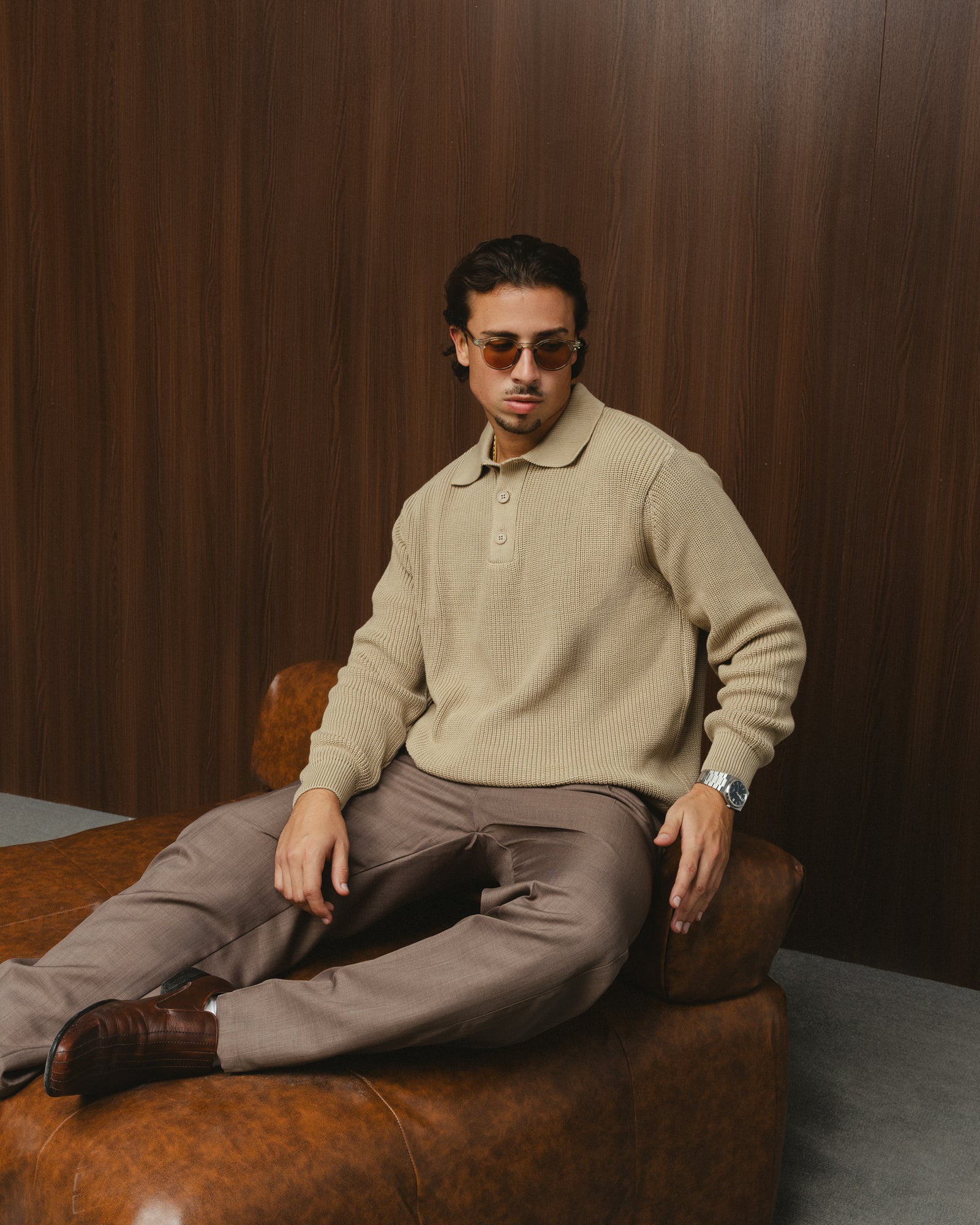 TAILORED PANTS - TAUPE BROWN