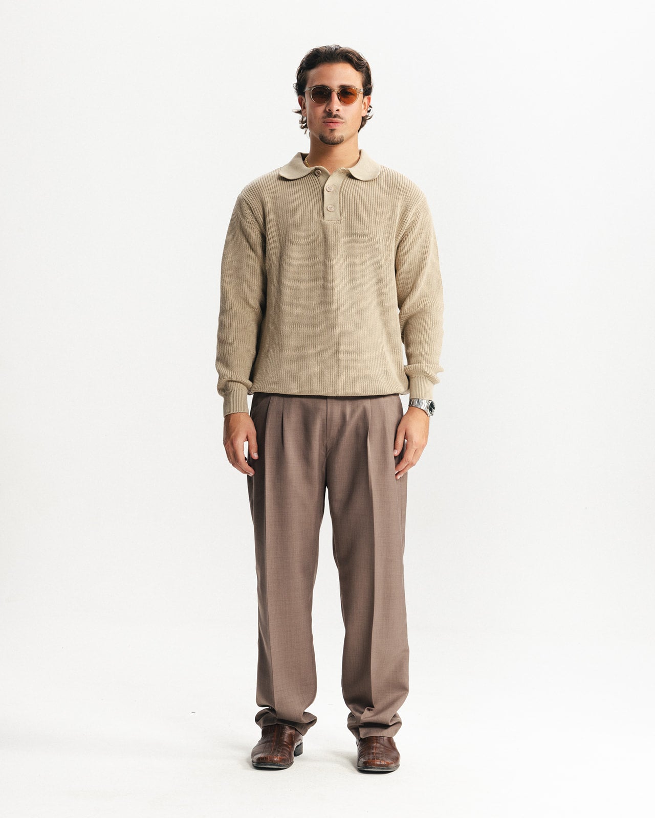 TAILORED PANTS - TAUPE BROWN