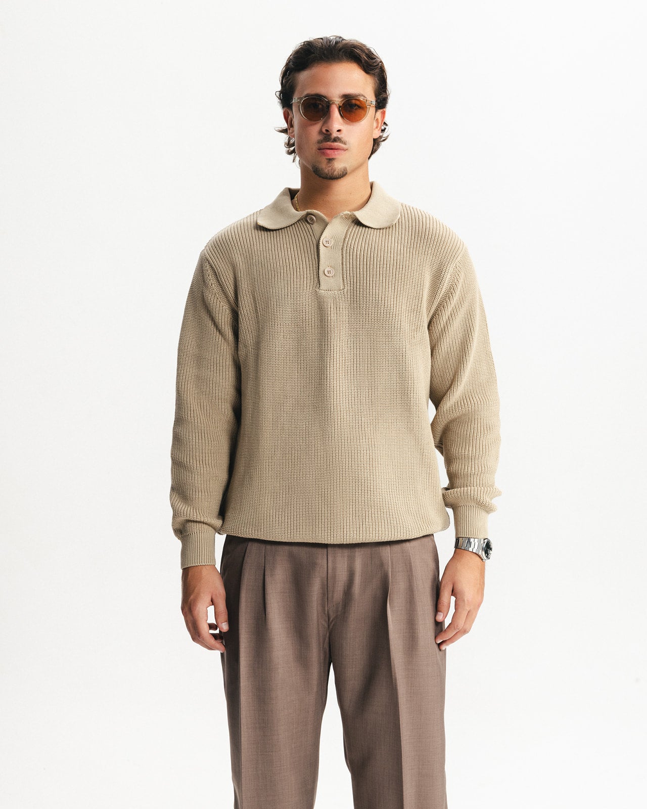 BELLAGIO KNITTED POLO - BEIGE