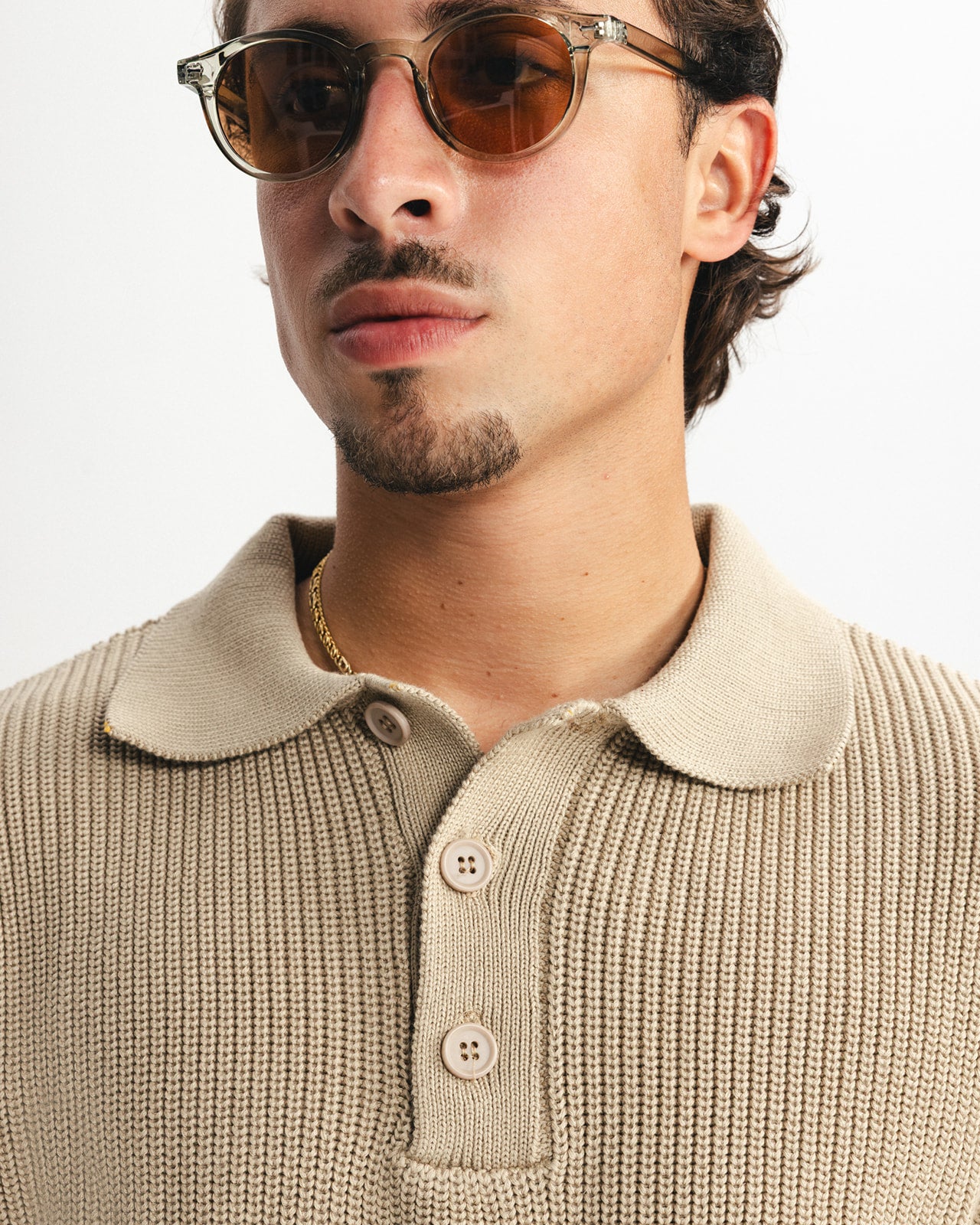 BELLAGIO KNITTED POLO - BEIGE