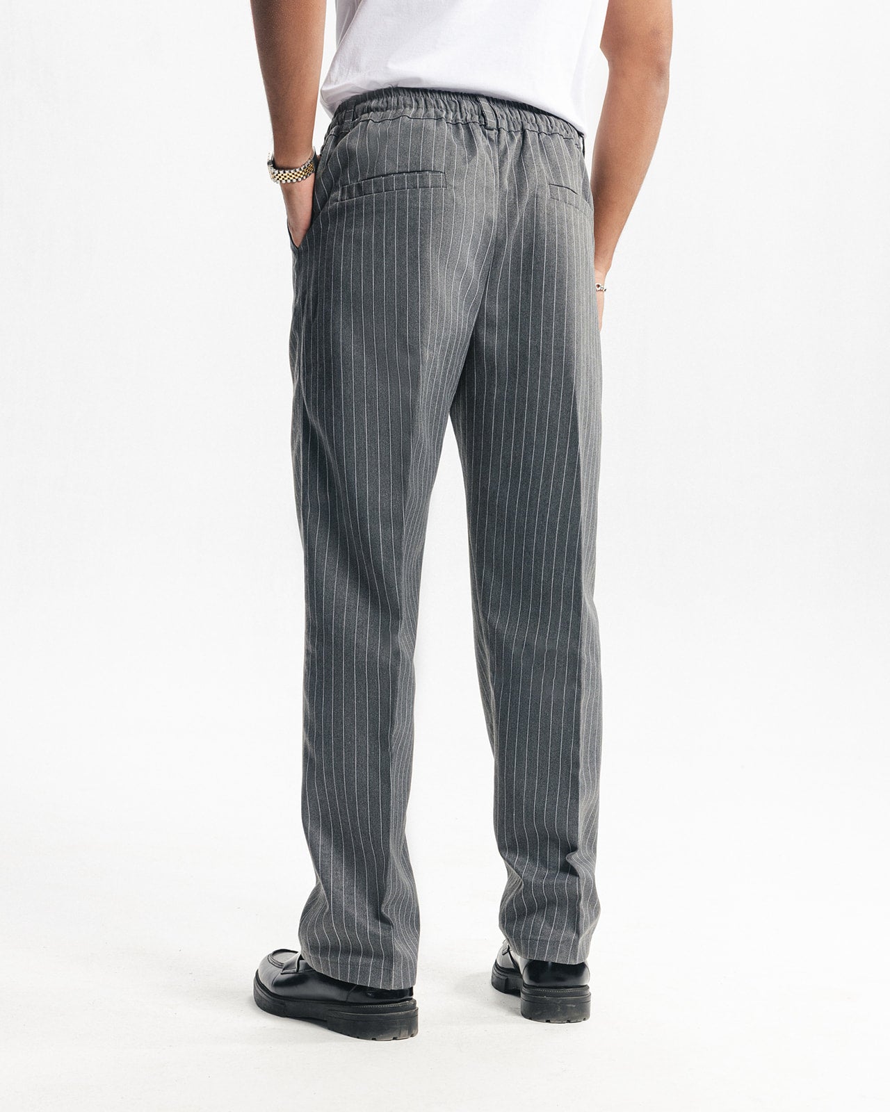 TAILORED PANTS - GREY PINSTRIPE