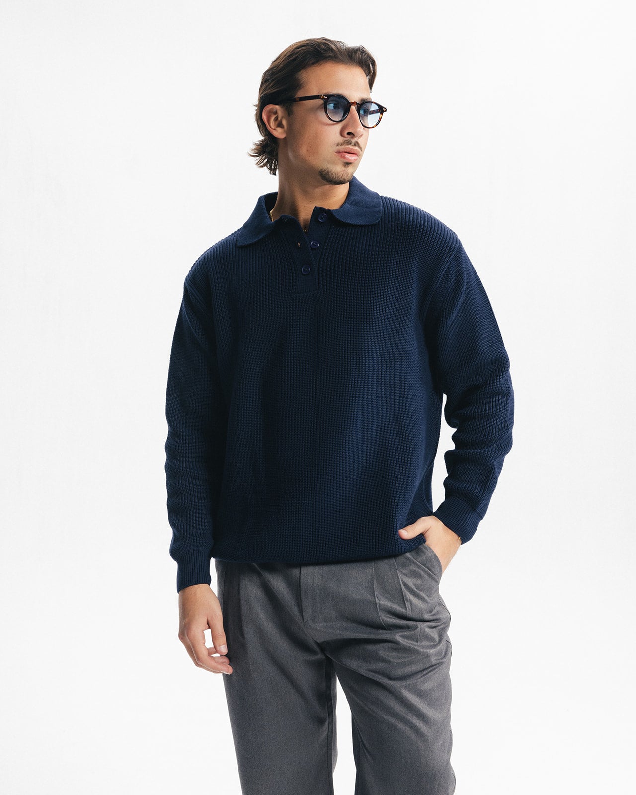 BELLAGIO KNITTED POLO - NAVY