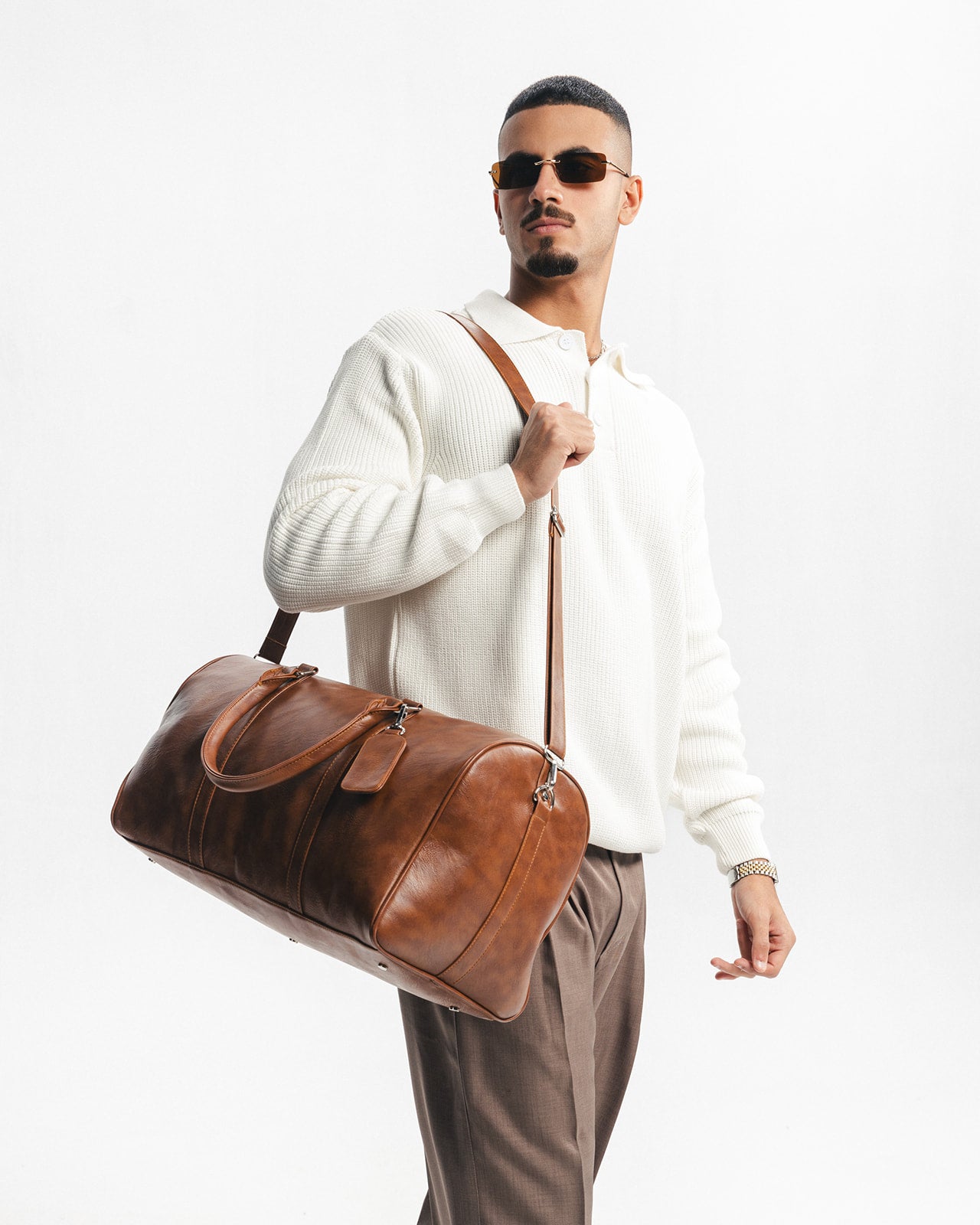 TAILORED PANTS - TAUPE BROWN