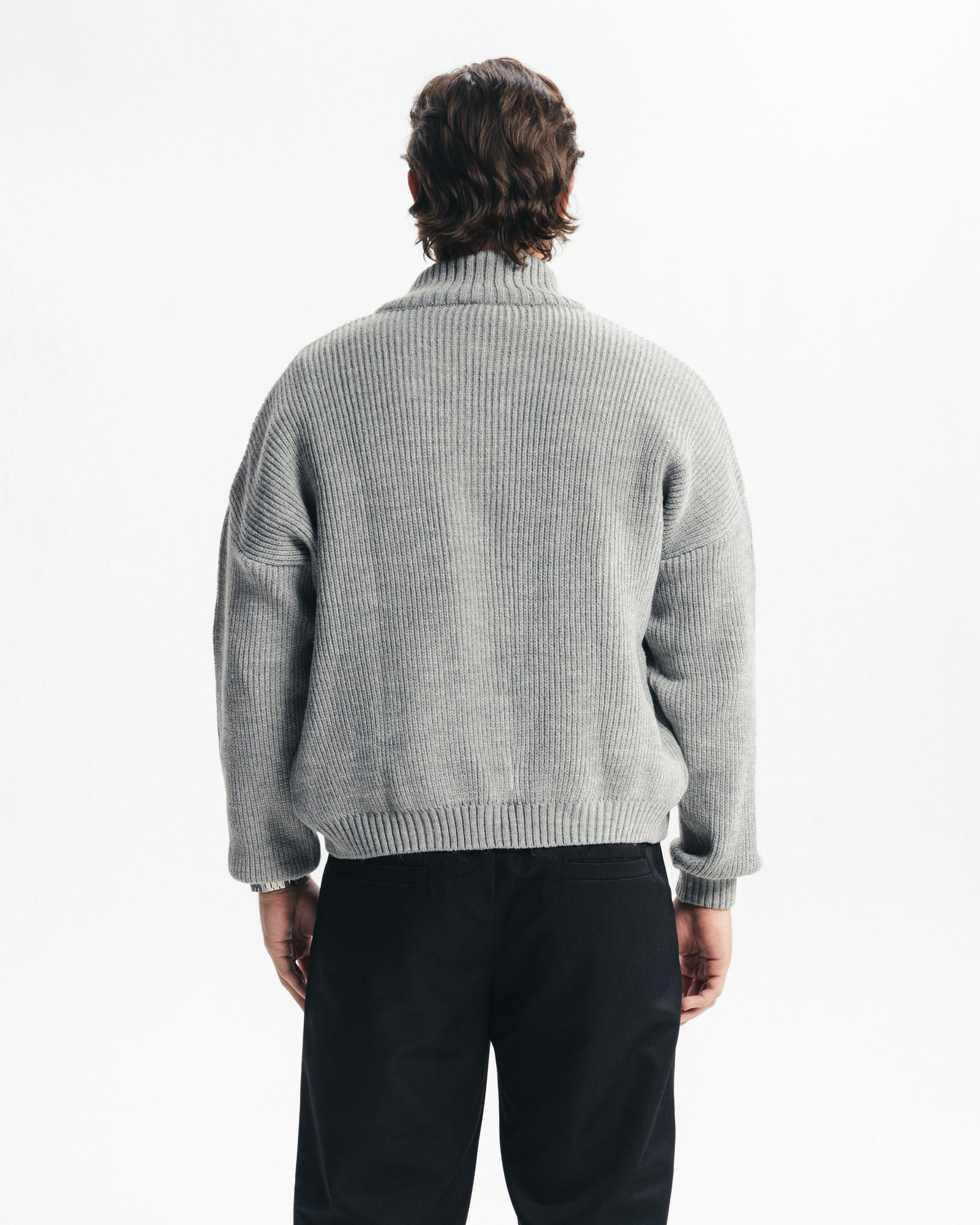 MARINO ZIP-UP CARDIGAN - GREY