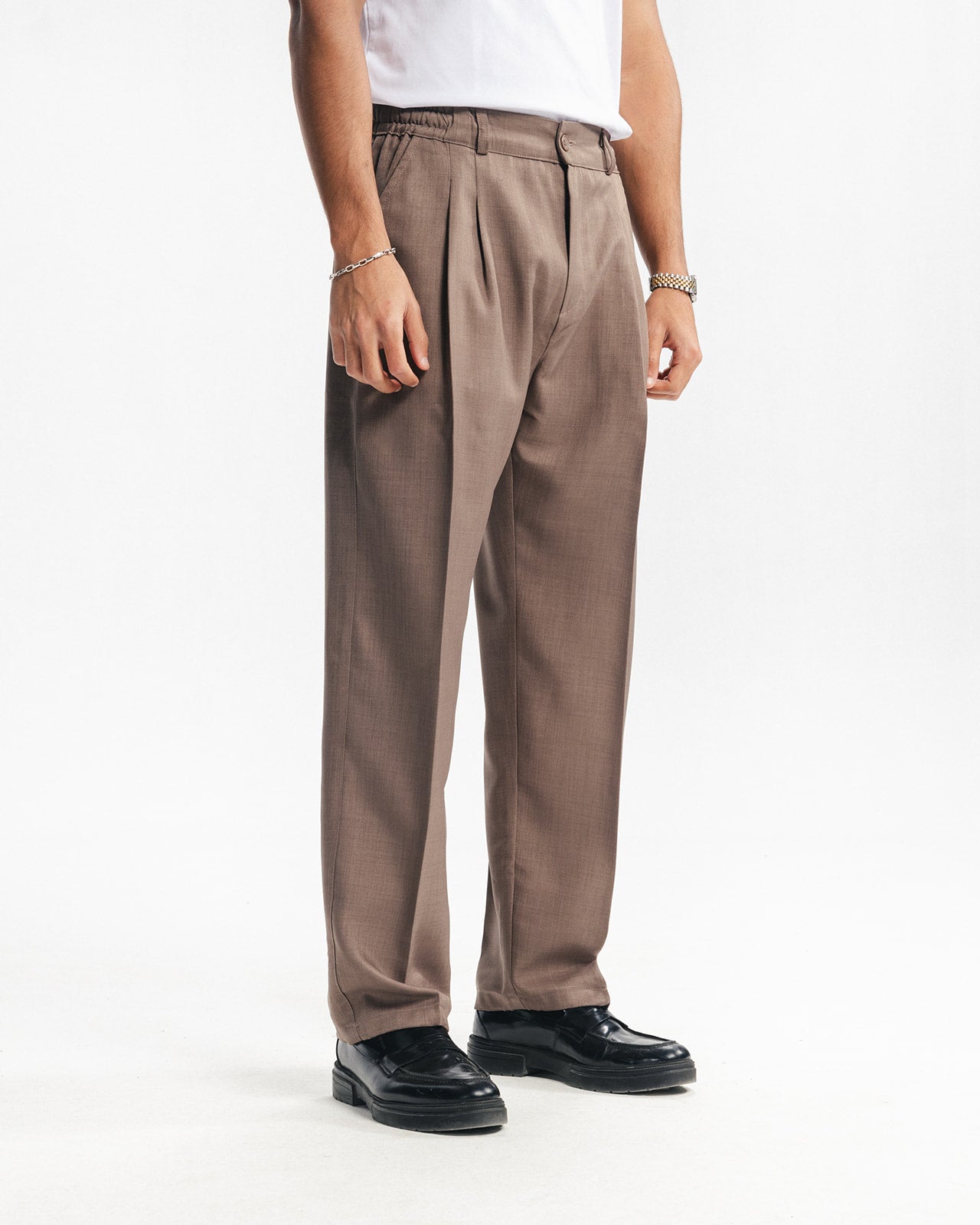 TAILORED PANTS - TAUPE BROWN
