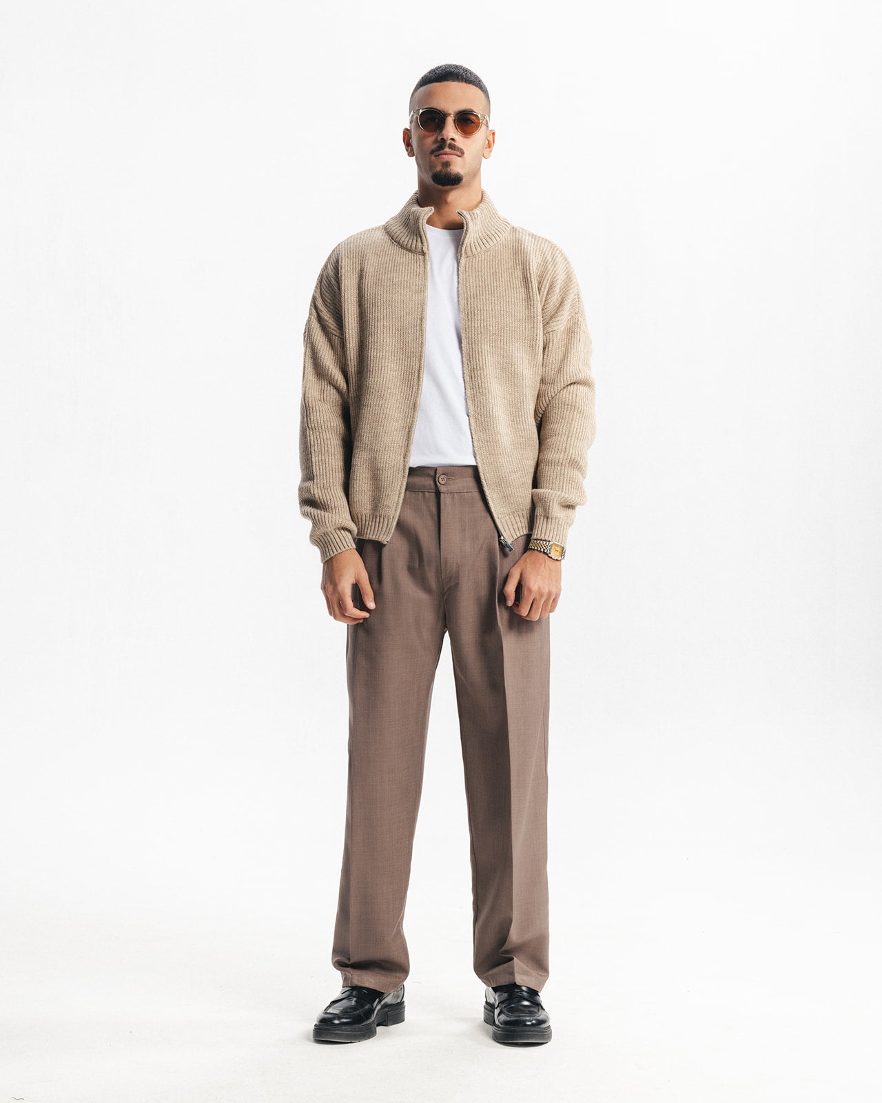 TAILORED PANTS - TAUPE BROWN