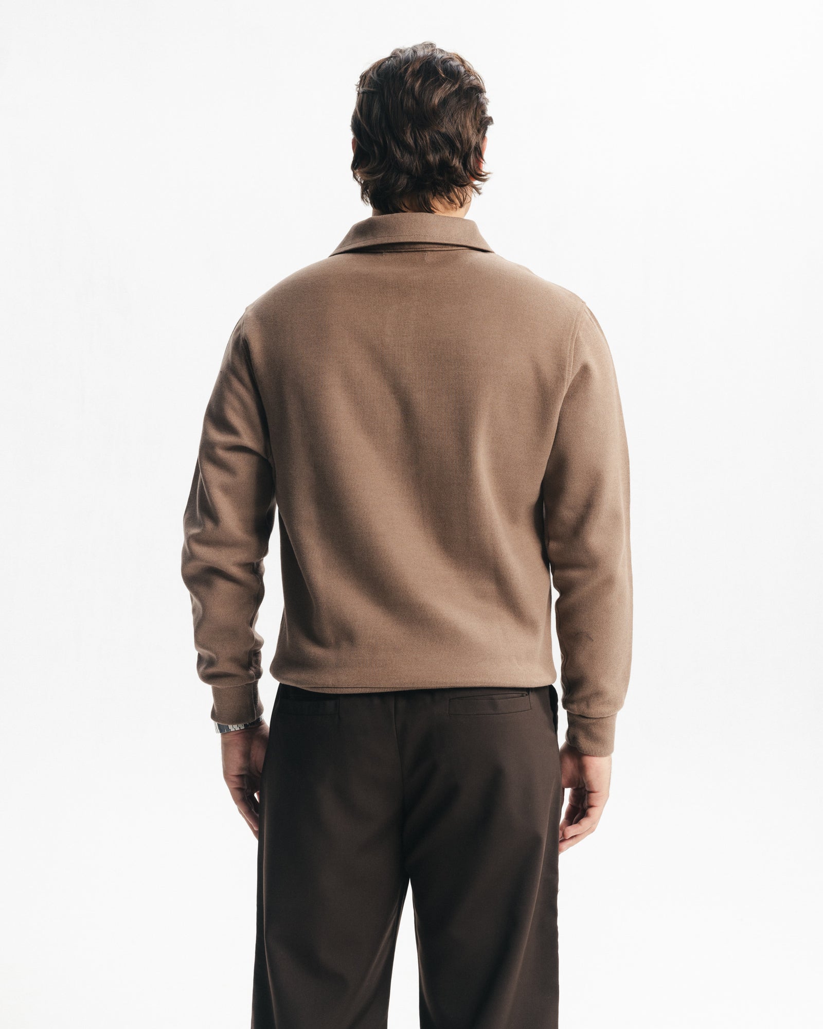 MILANO ZIP SWEATER - LIGHT BROWN