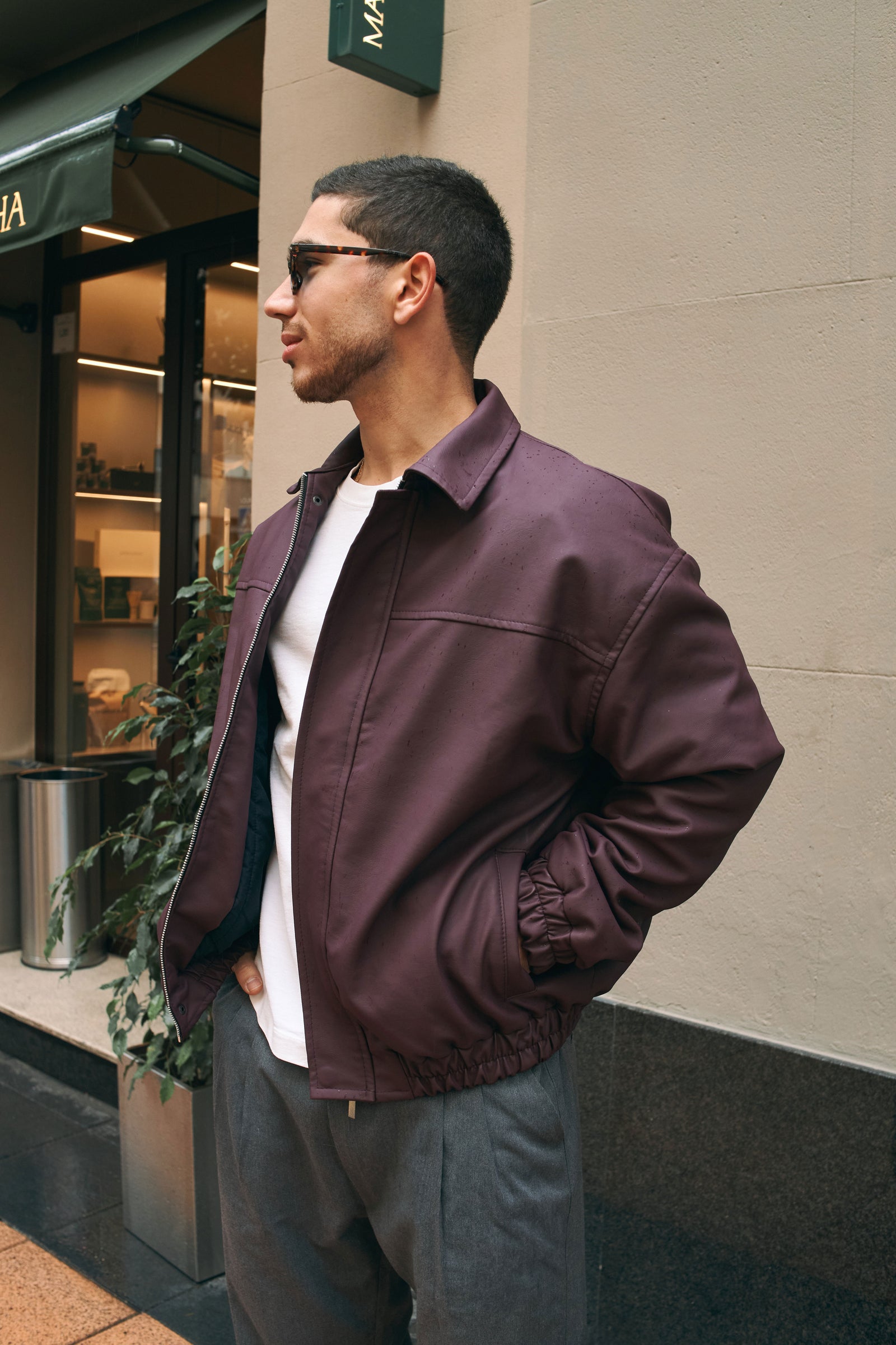 THE ESTATE LEATHER JACKET - BURGUNDY