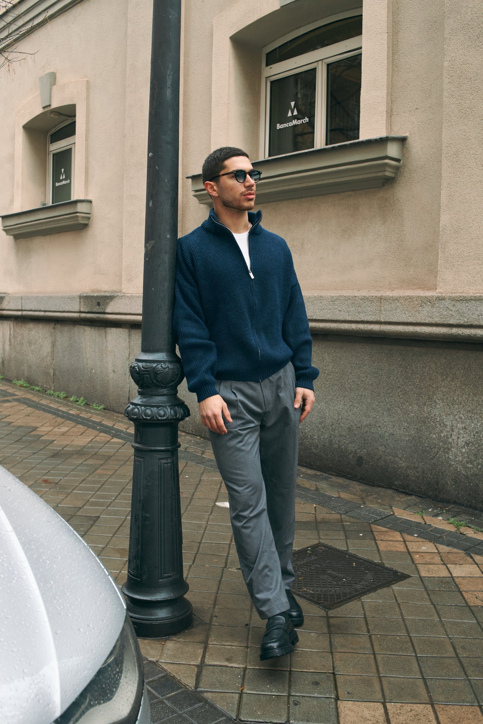 MARINO ZIP-UP CARDIGAN - NAVY