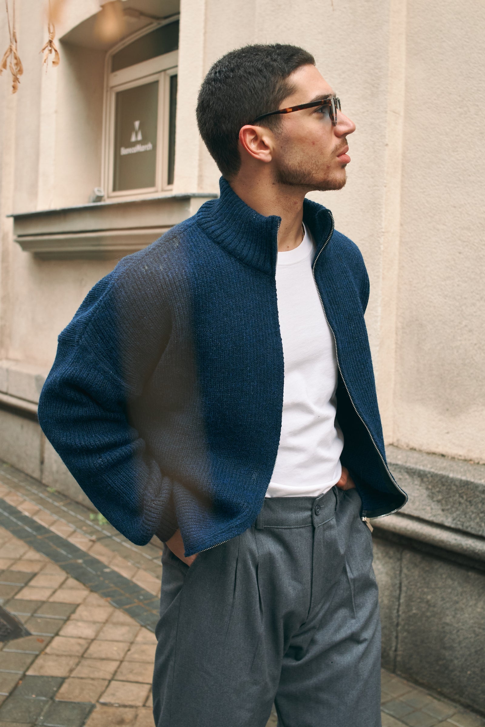 MARINO ZIP-UP CARDIGAN - NAVY