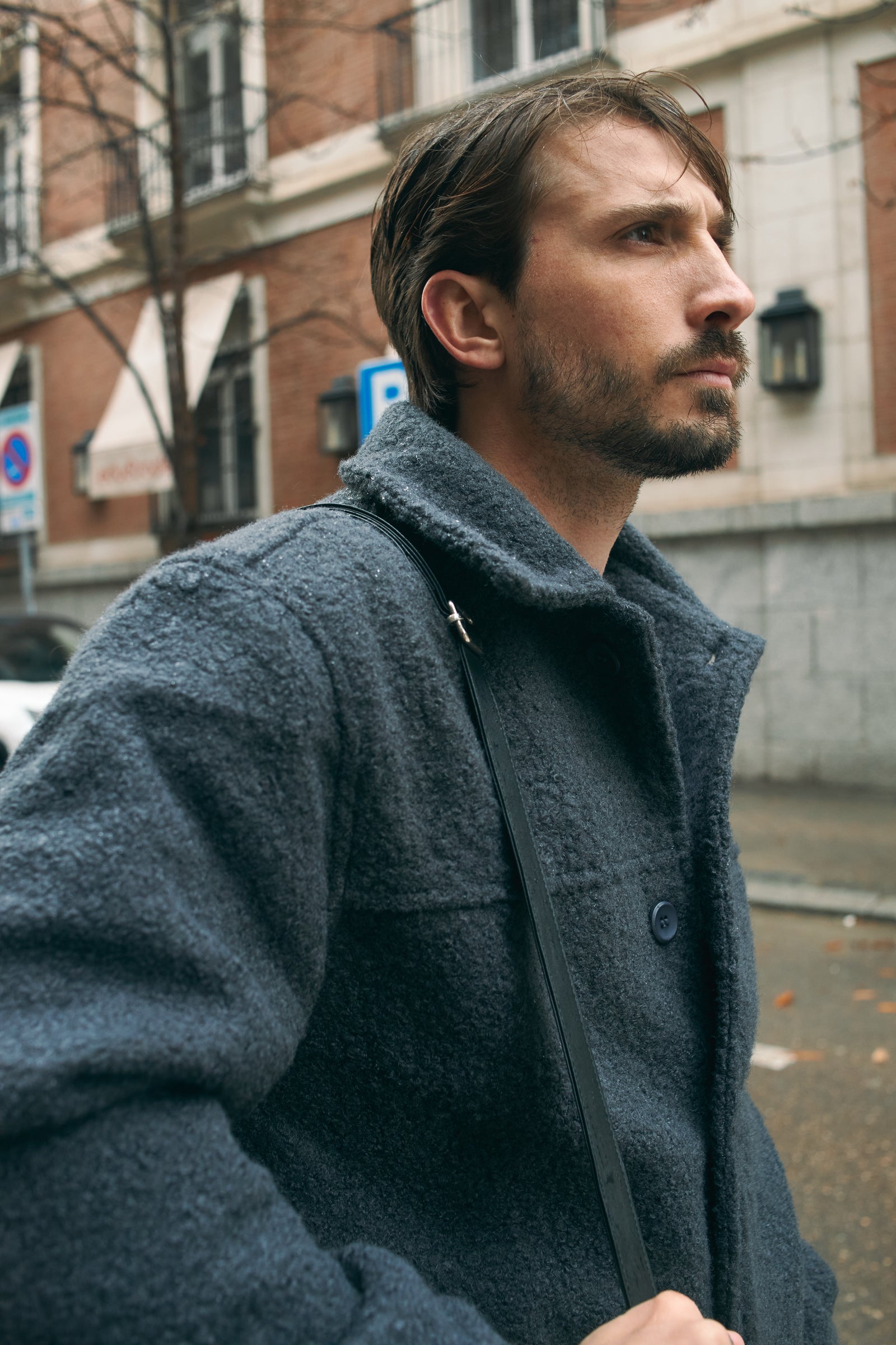 BOUCLÉ WOOL BUTTONED JACKET - GREY