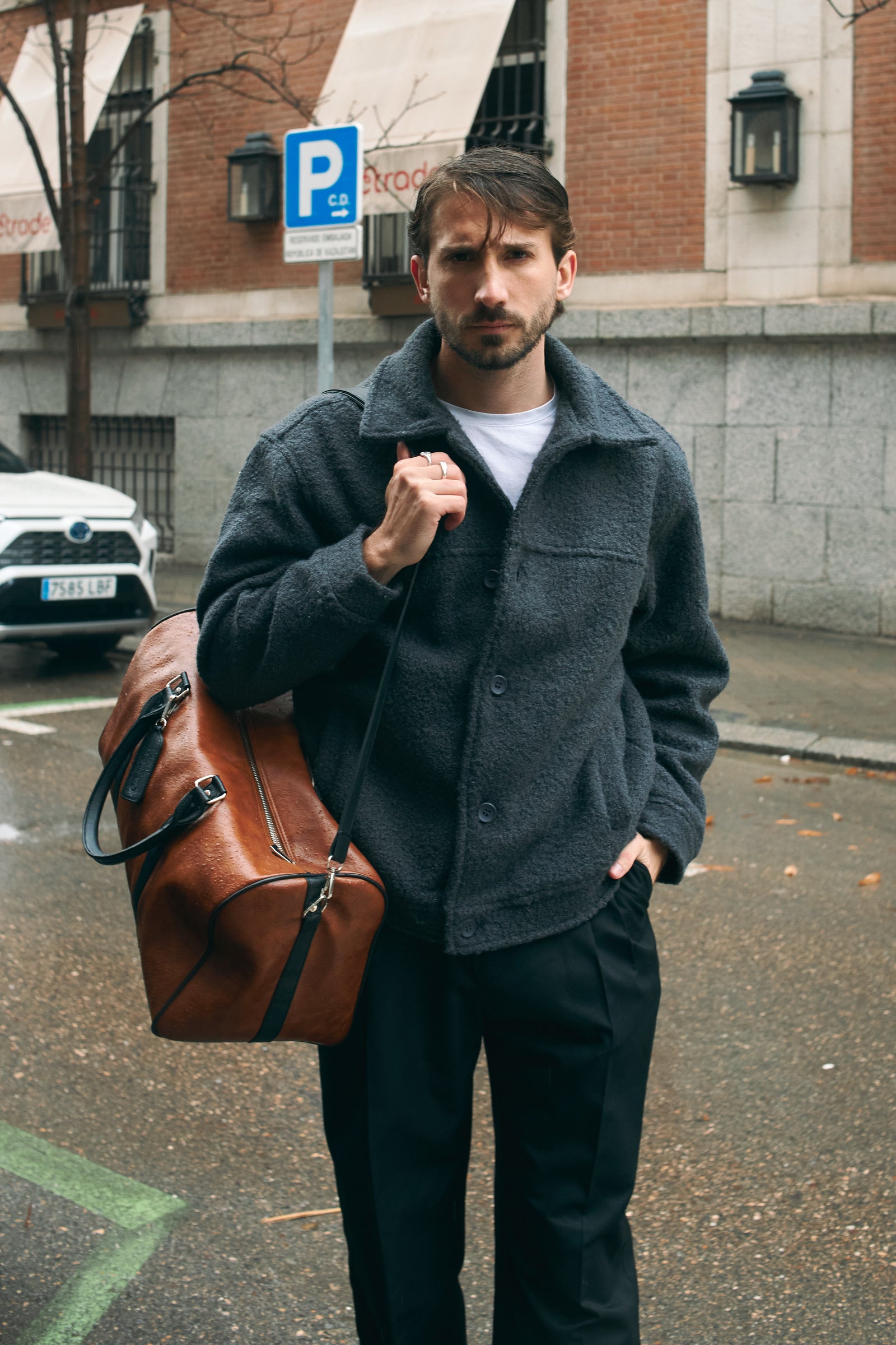 BOUCLÉ WOOL BUTTONED JACKET - GREY