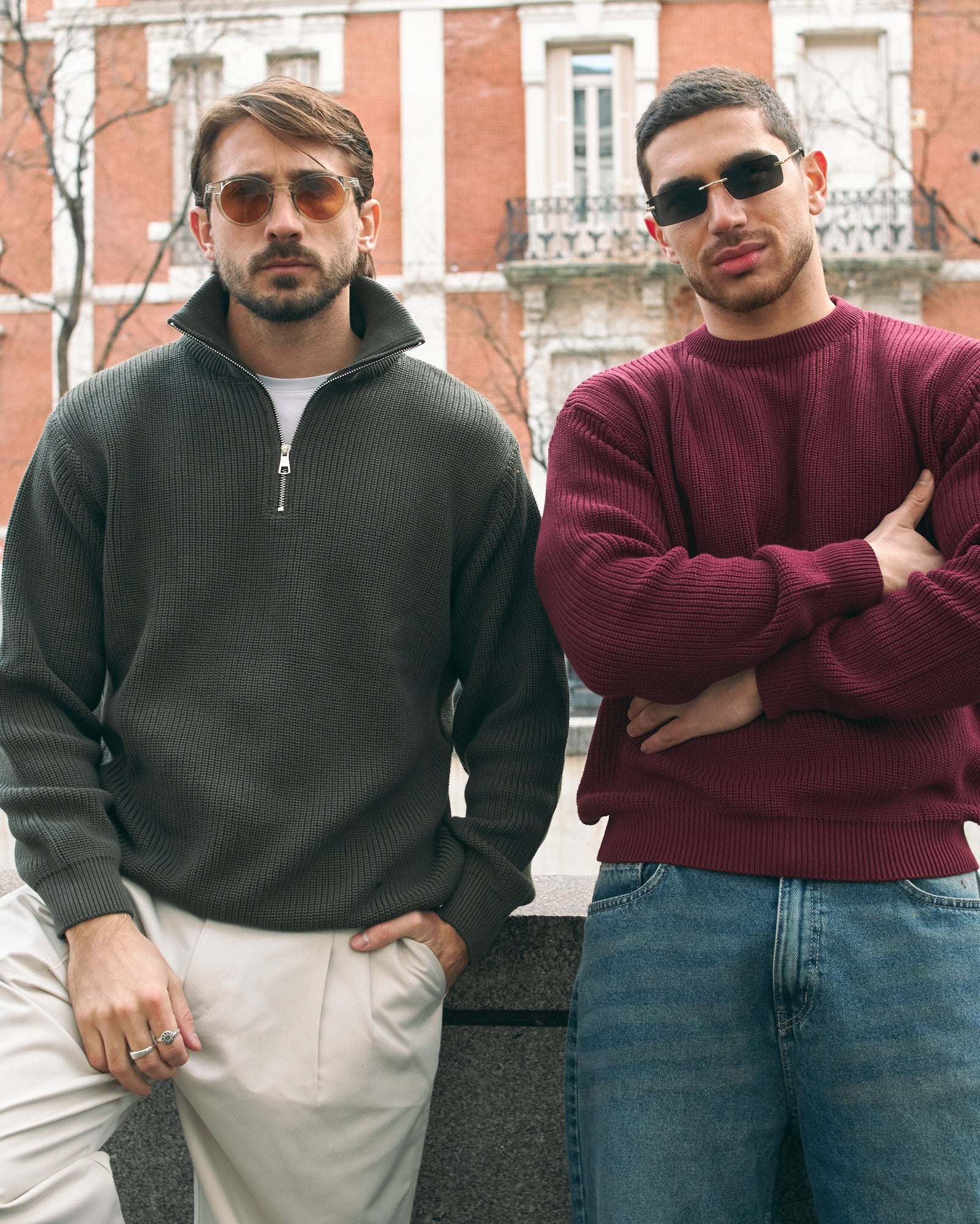 PURL KNIT QUARTER-ZIP - OLIVE