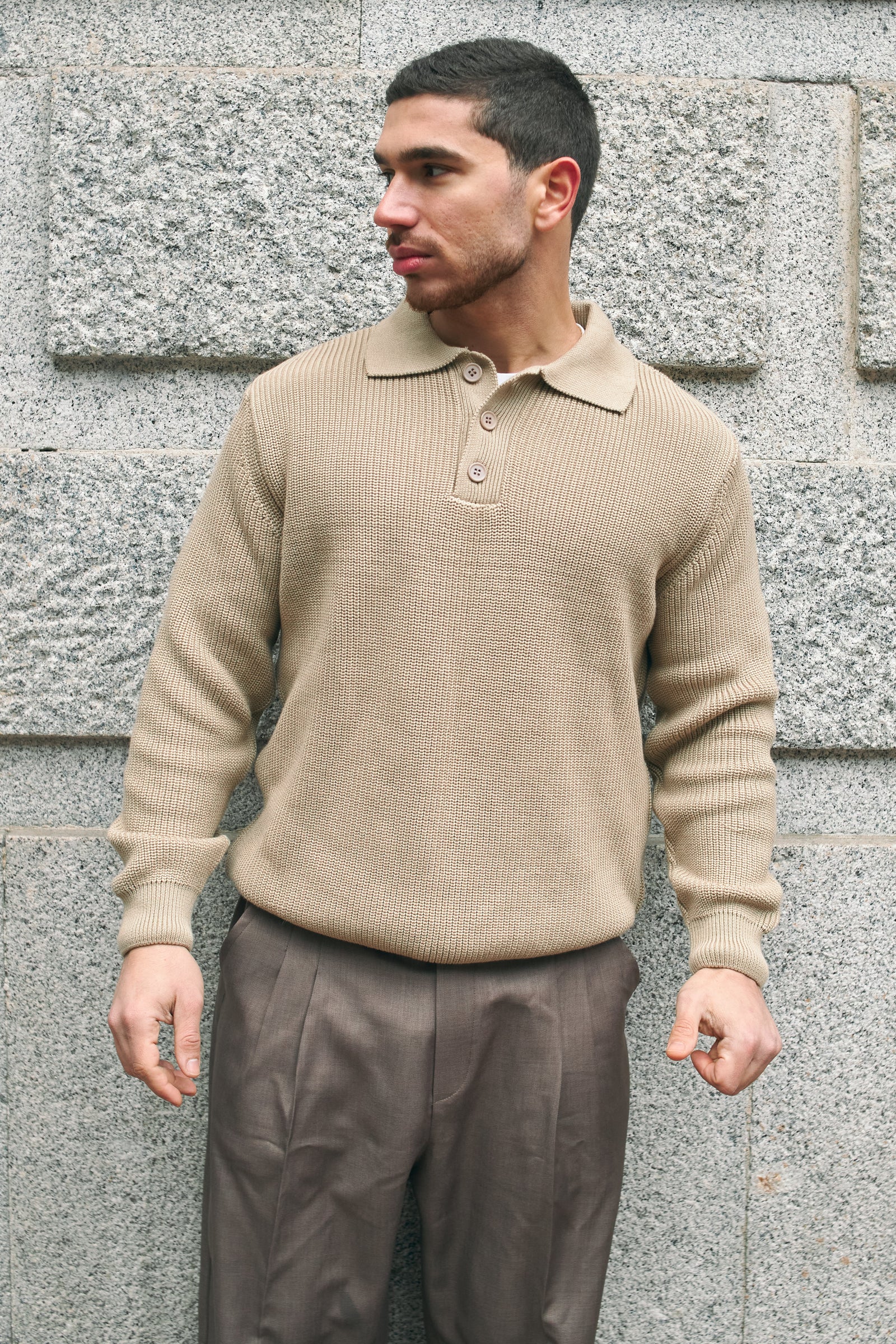 BELLAGIO KNITTED POLO - BEIGE
