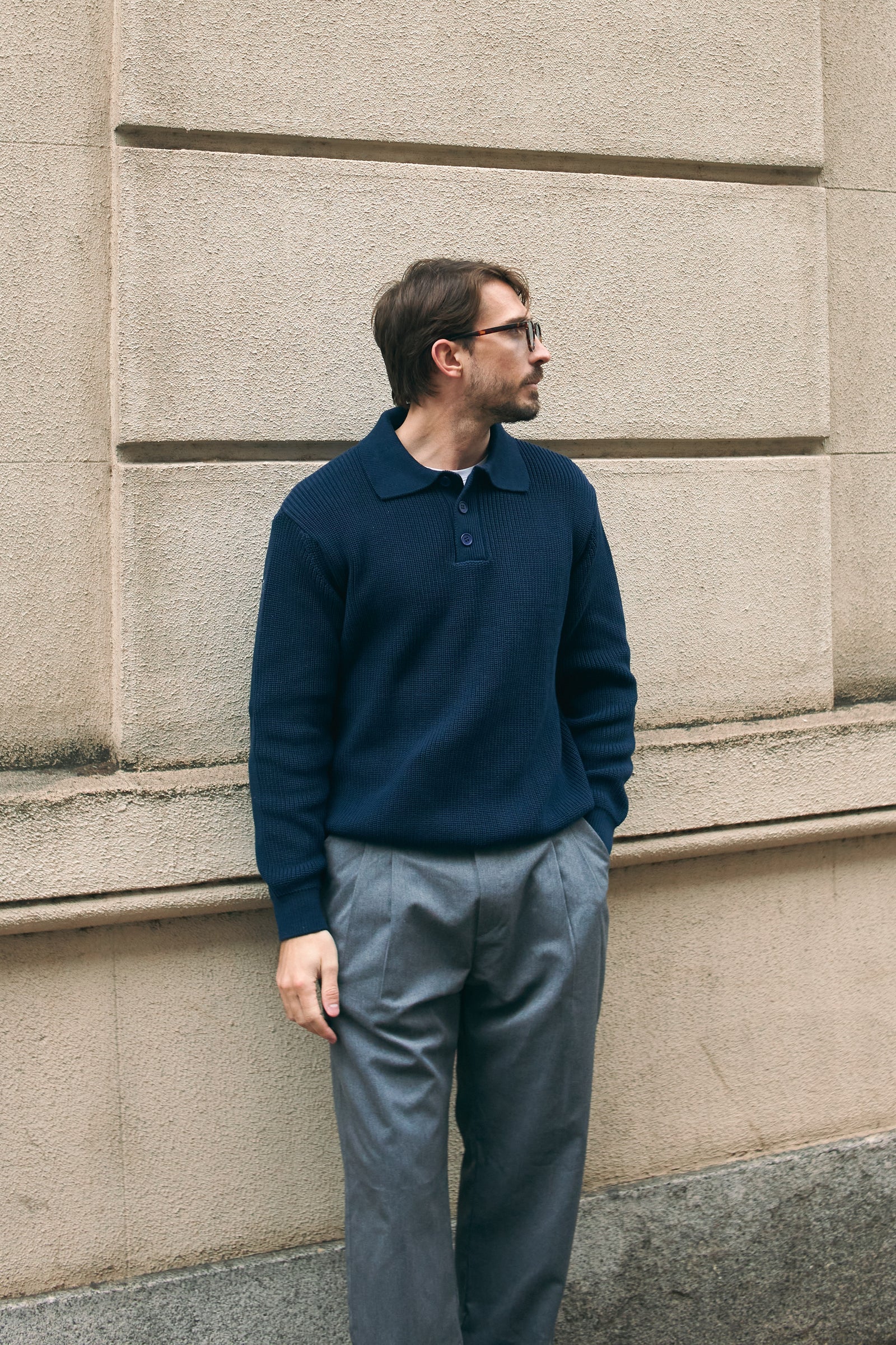 BELLAGIO KNITTED POLO - NAVY