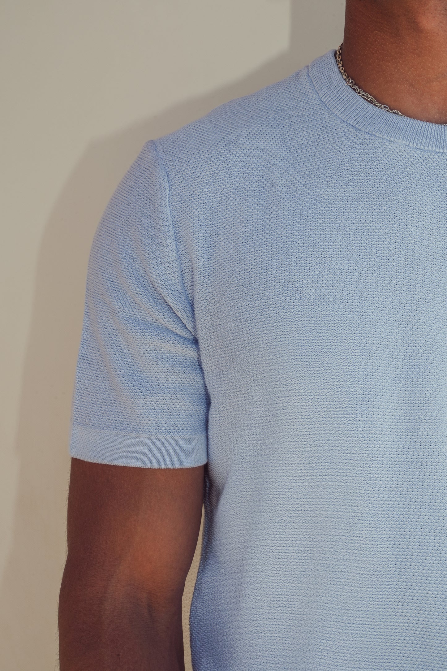 PREMIUM KNITTED TEE - SKY BLUE