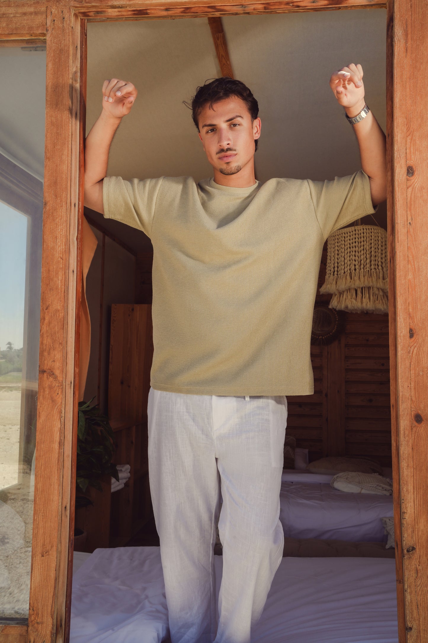 OVERSIZED TEXTURED TEE - OLIVE
