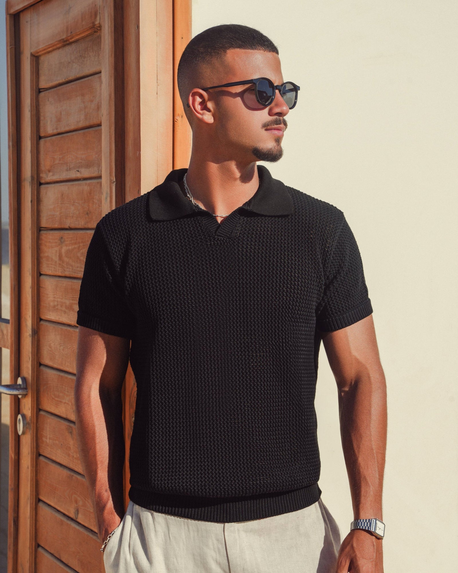 LEGACY KNITTED POLO - BLACK