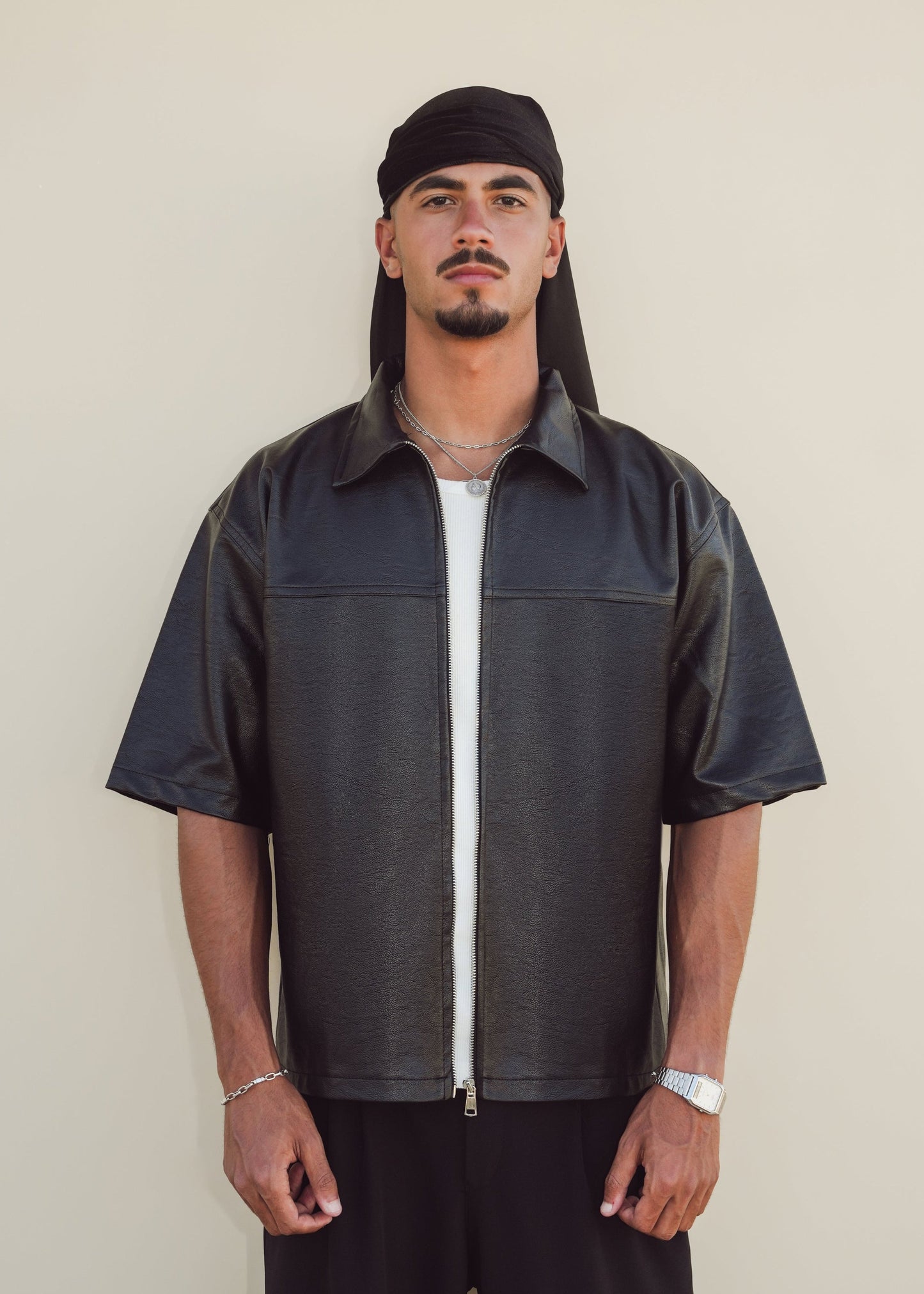 LIGHTWEIGHT LEATHER OVERSHIRT