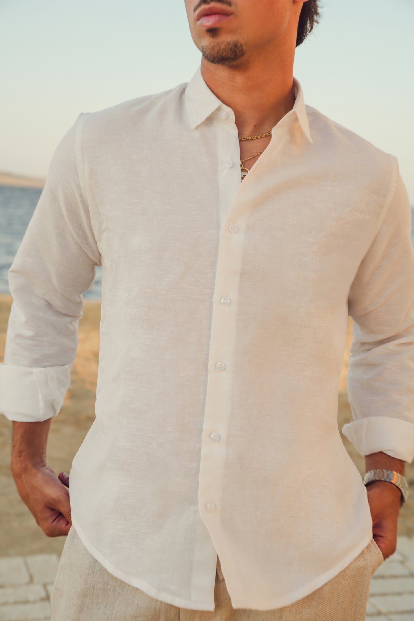 LINEN SHIRT - WHITE