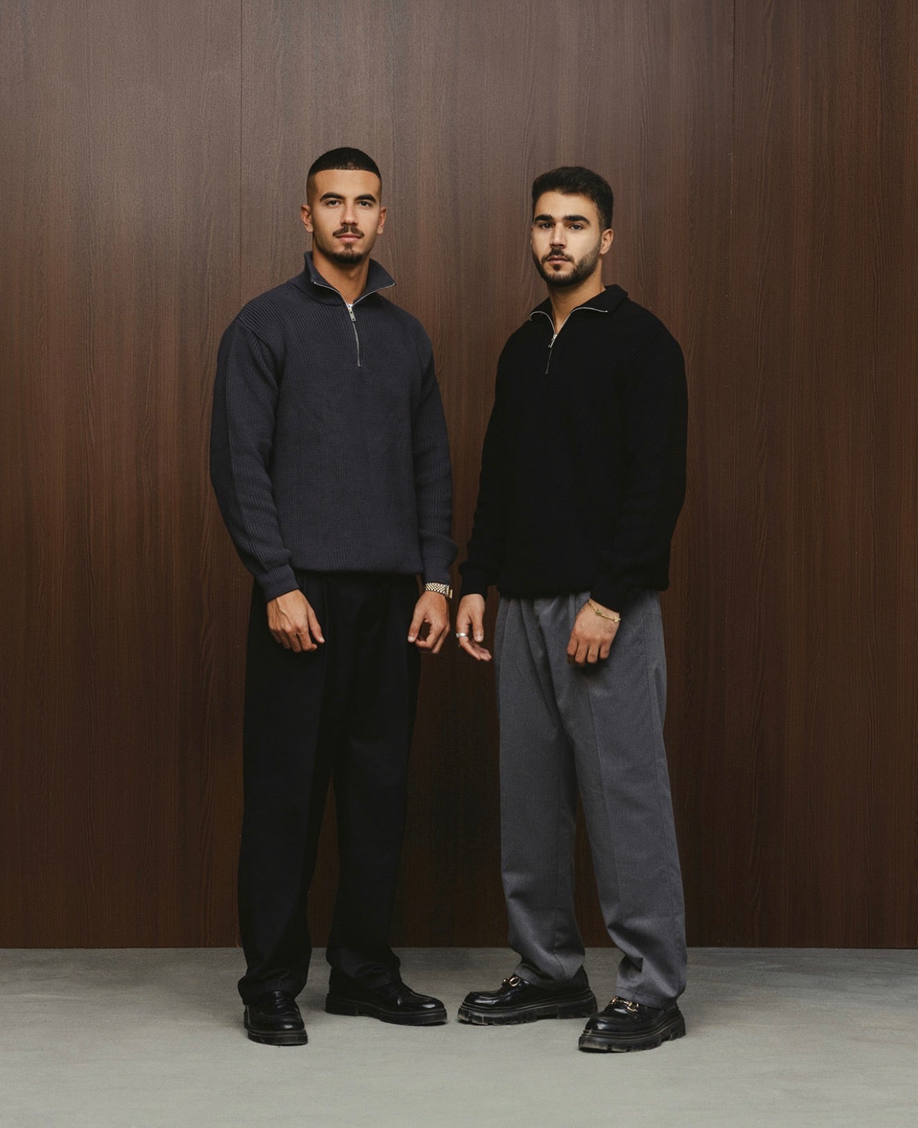 PURL KNIT QUARTER-ZIP - GREY