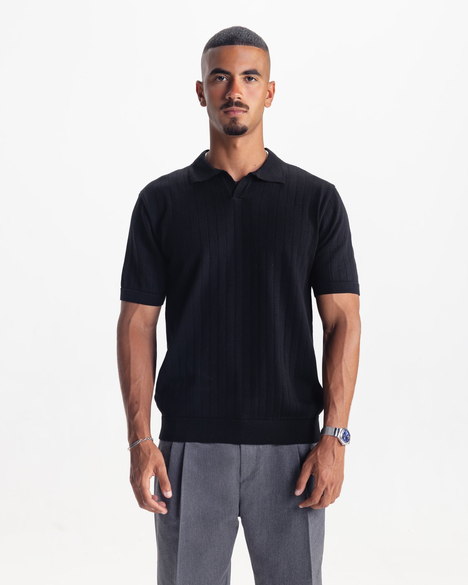 MILANO KNIT POLO - BLACK