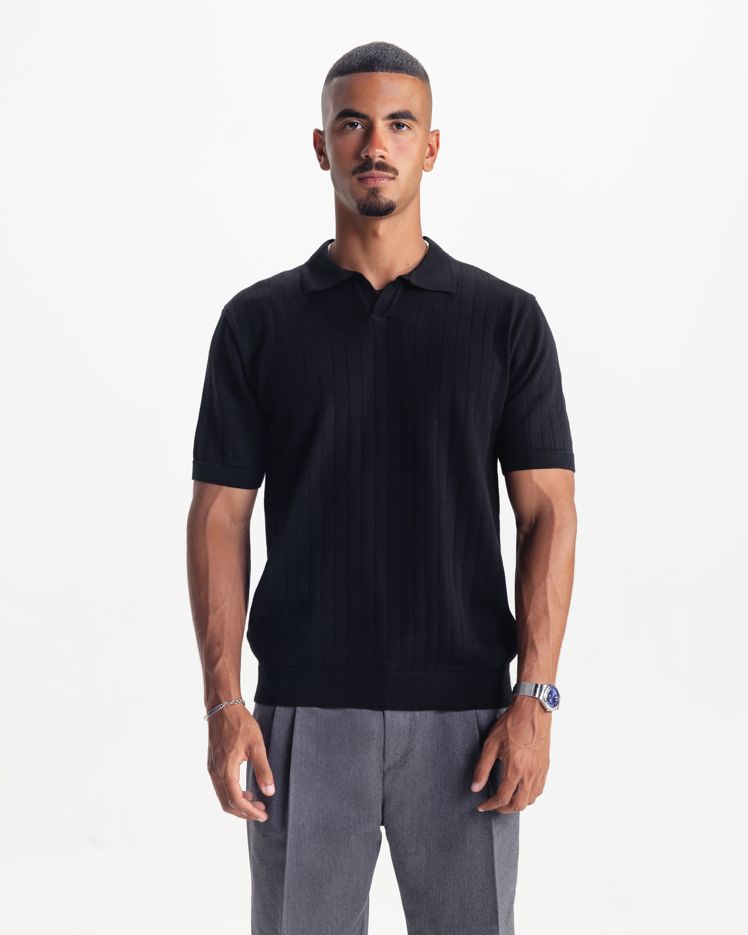 MILANO KNIT POLO - BLACK