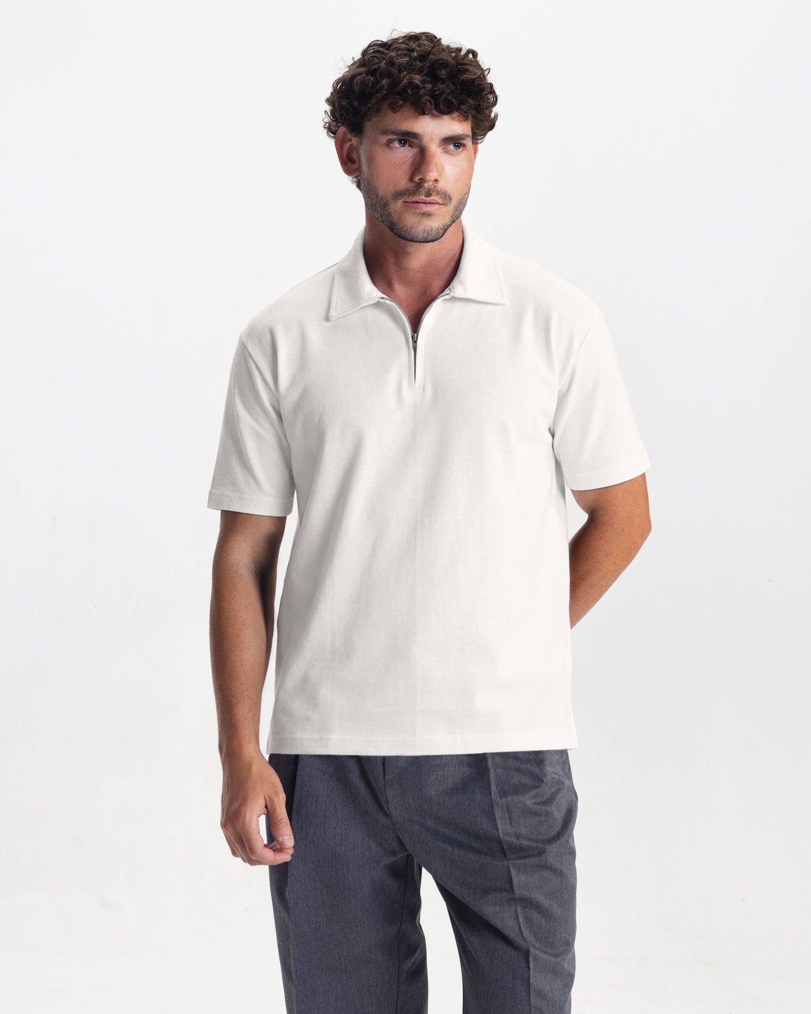 VALMONT ZIP POLO - WHITE