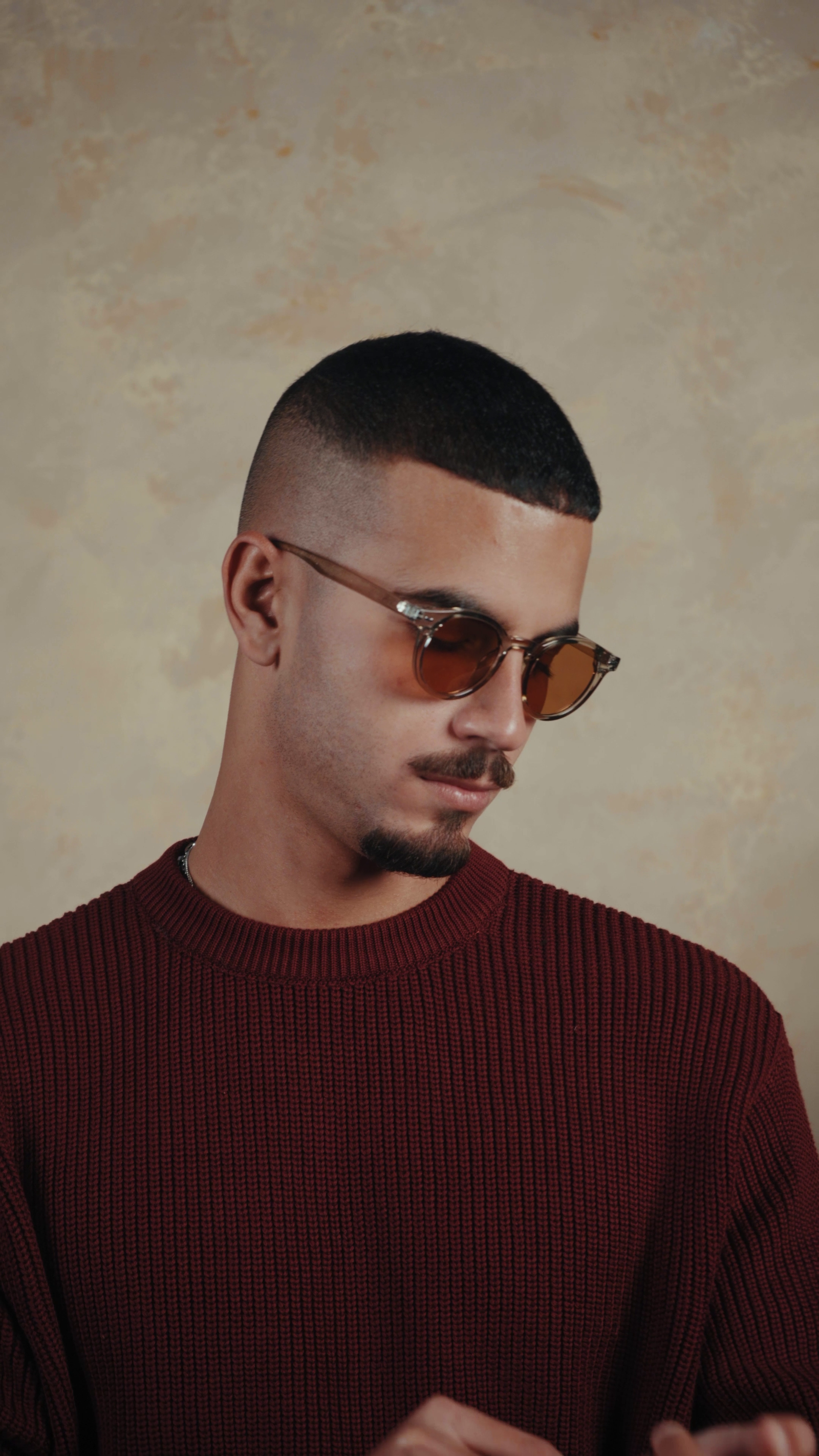 PURL KNIT CREWNECK - BURGUNDY