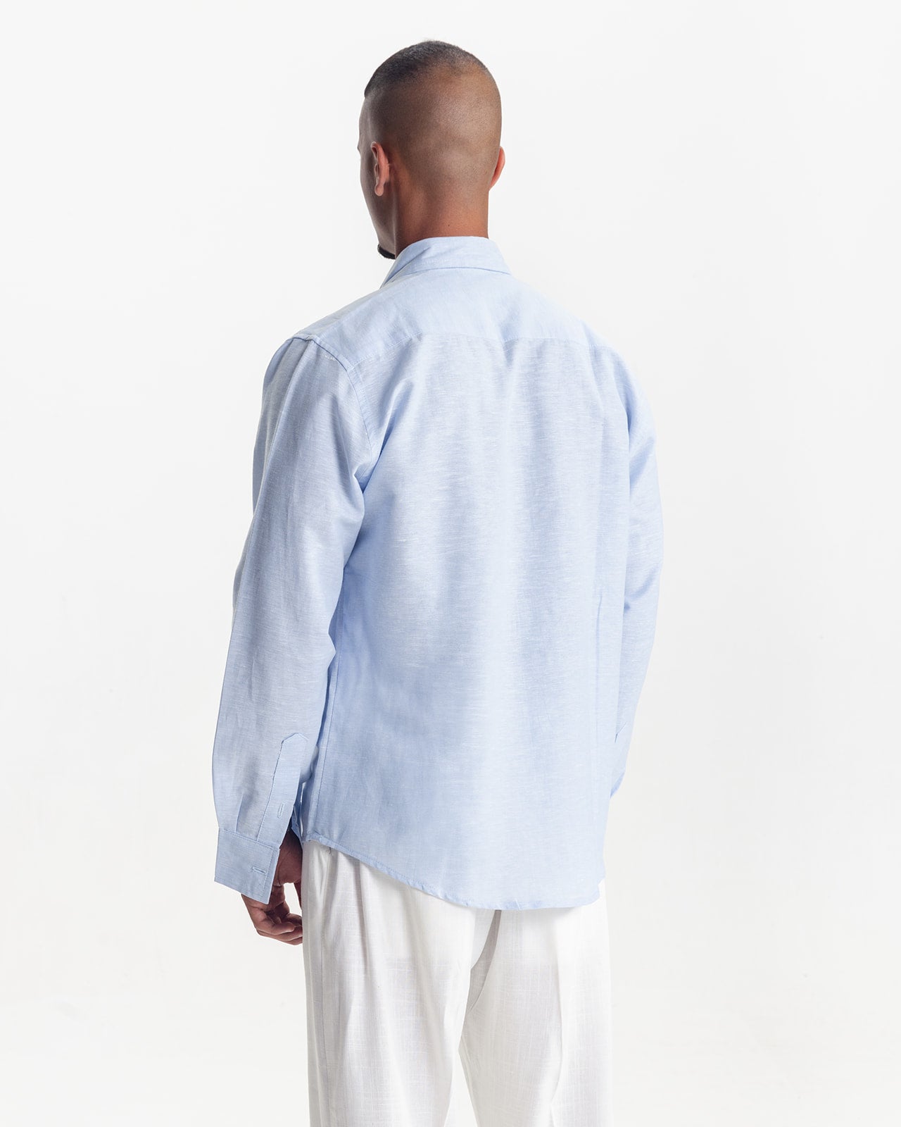 LONG SLEEVE LINEN SHIRT - LIGHT BLUE