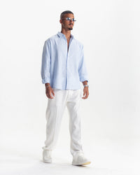 LONG SLEEVE LINEN SHIRT - LIGHT BLUE