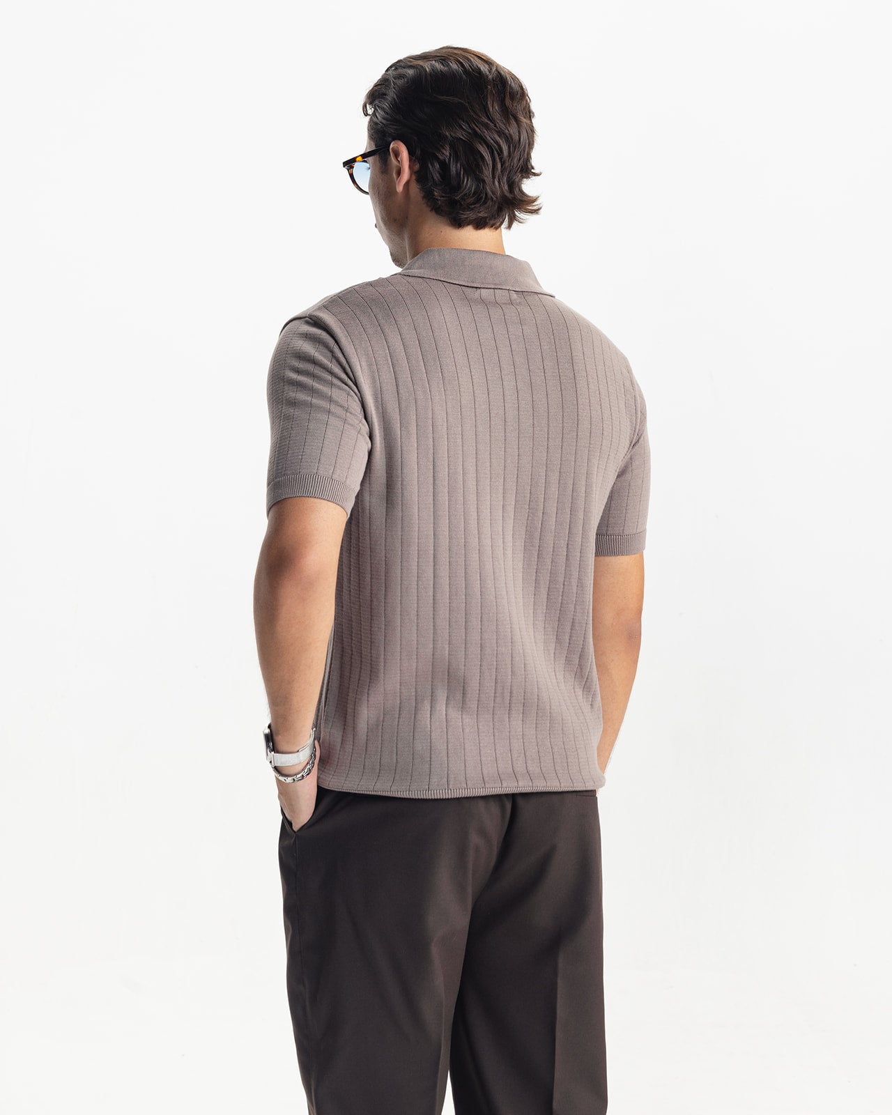 MILANO KNIT POLO - LIGHT BROWN